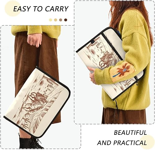 Miniatura 4 de Kcldeci Carpeta expandible de 13 bolsillos American Wild Western Desert Cowboy Acordeón, organizador de documentos, carpeta expandible con cierre de