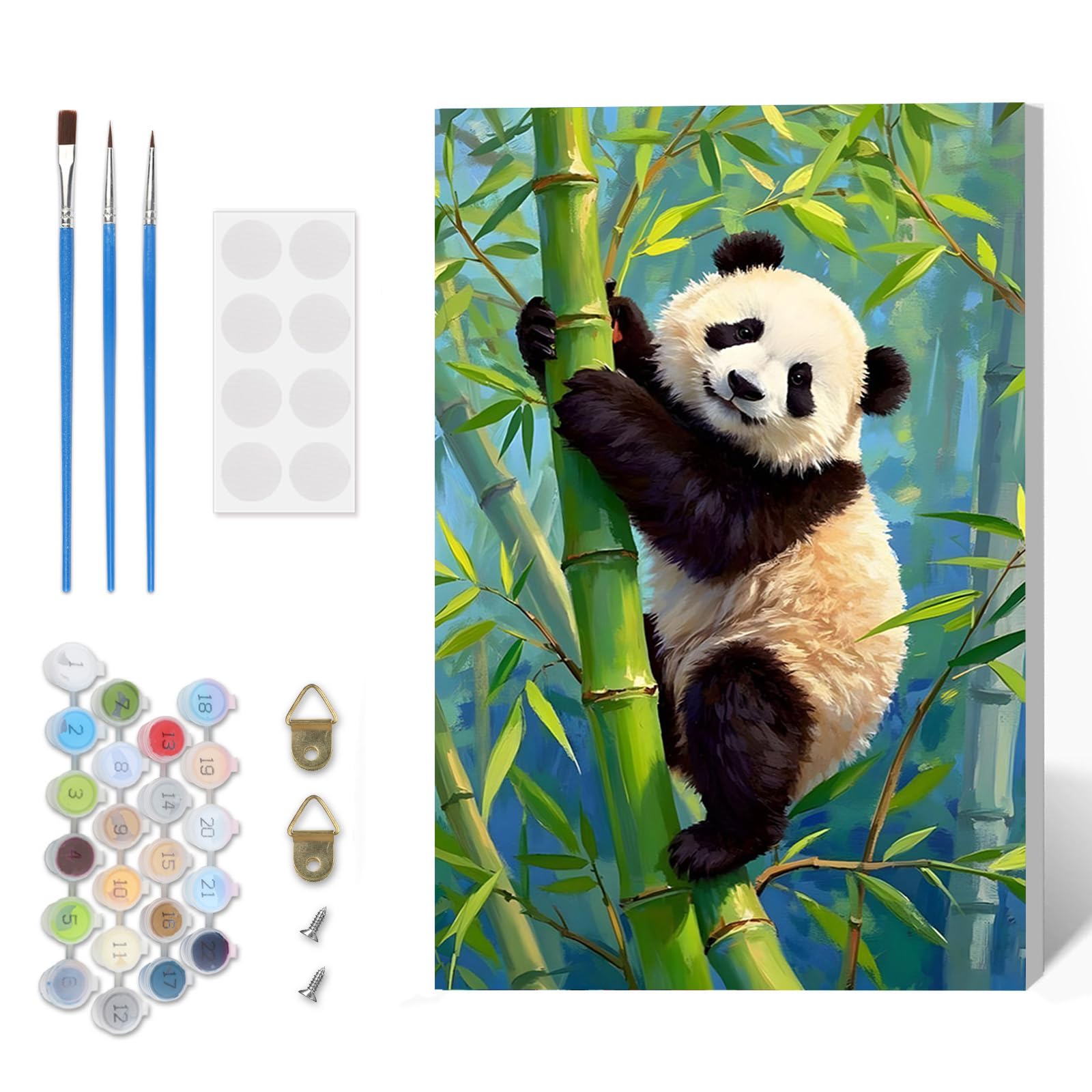 DOMROM Paint by Numbers Kit for Adults Beginner with Frame, Animal Adults' Paint-by-Number Kits on Canvas, Panda DIY Acrylic Painting by Numbers Easy Oil Painting by Number Kits for Home Decor, 8x12in