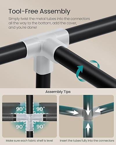 Miniatura 5 de SONGMICS Armario portátil, organizador de almacenamiento de ropa con 6 estantes, 1 riel para colgar ropa, armario de tela no tejida, marco de metal