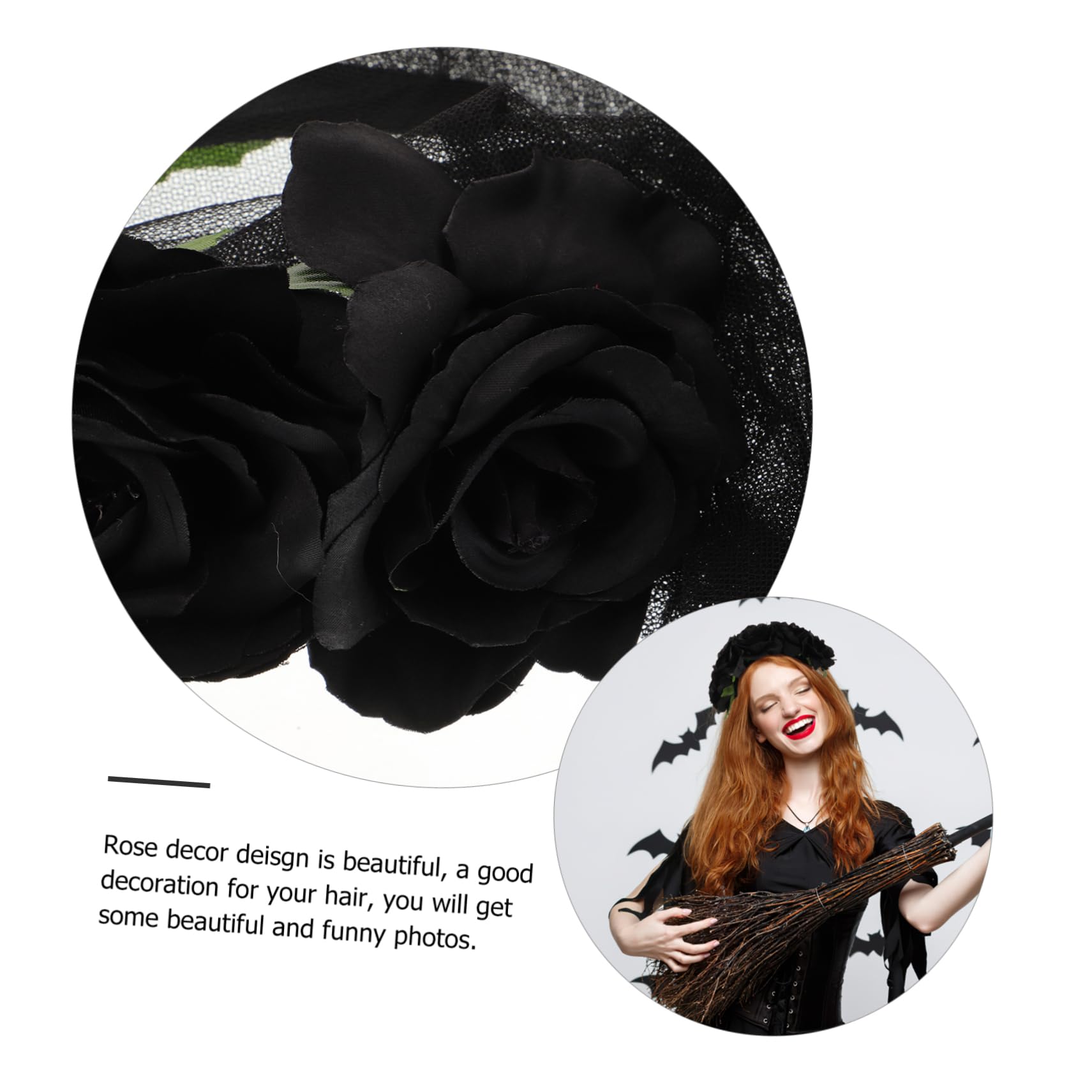 LIFKOME 4 Pz velo di Halloween velo decorativo di fiori gotici di fiori da sposa veli funlicht divertente per il trucco del festival per il trucco di Halloween Black