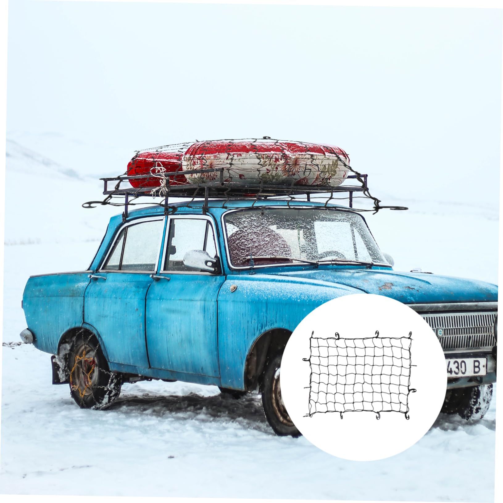 Anneome Rete Portabagagli per Auto 120x90 Cm in Gomma Nera | Bagagli su Portapacchi e Supporto da Tetto, Facile da Usare, Robusta e Protettiva