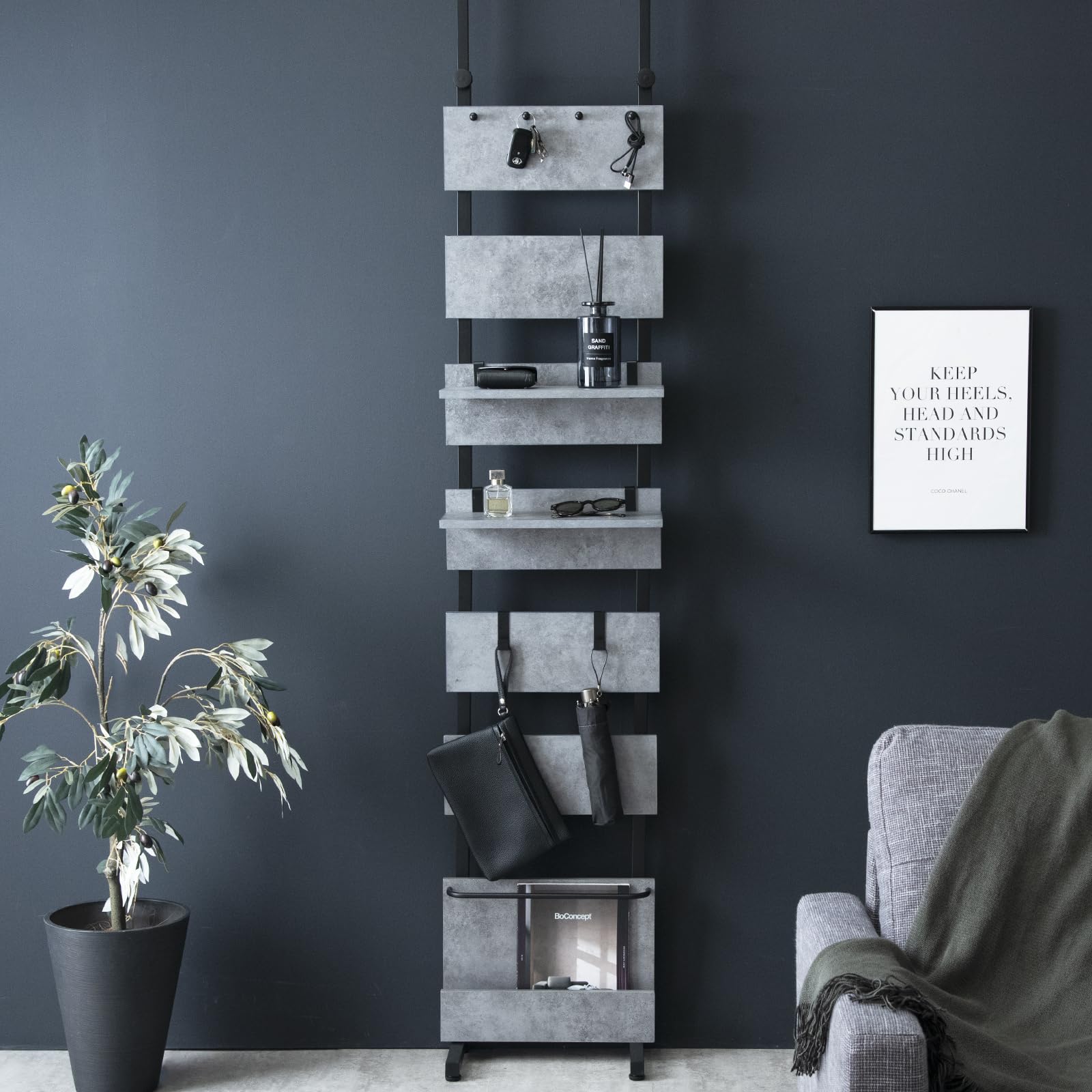 Amazon｜タンスのゲン 突っ張り棚 幅40cm フック付き 稼働棚