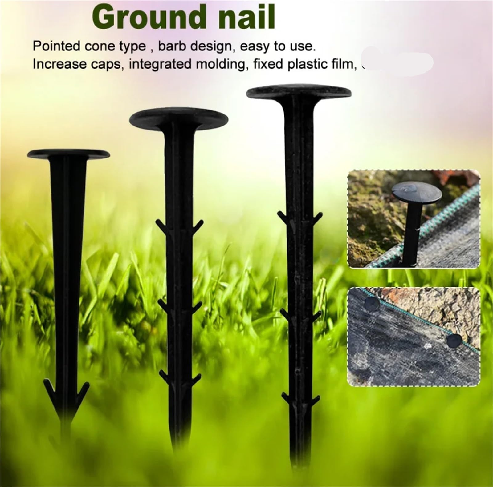 300 Pezzi di Pellicola for Chiodi da Terra, picchetti Giardino fissi, for Serra, prevenzione delle Erbacce, Telo, Rete Parasole, in plastica per Fissaggio(16CM)