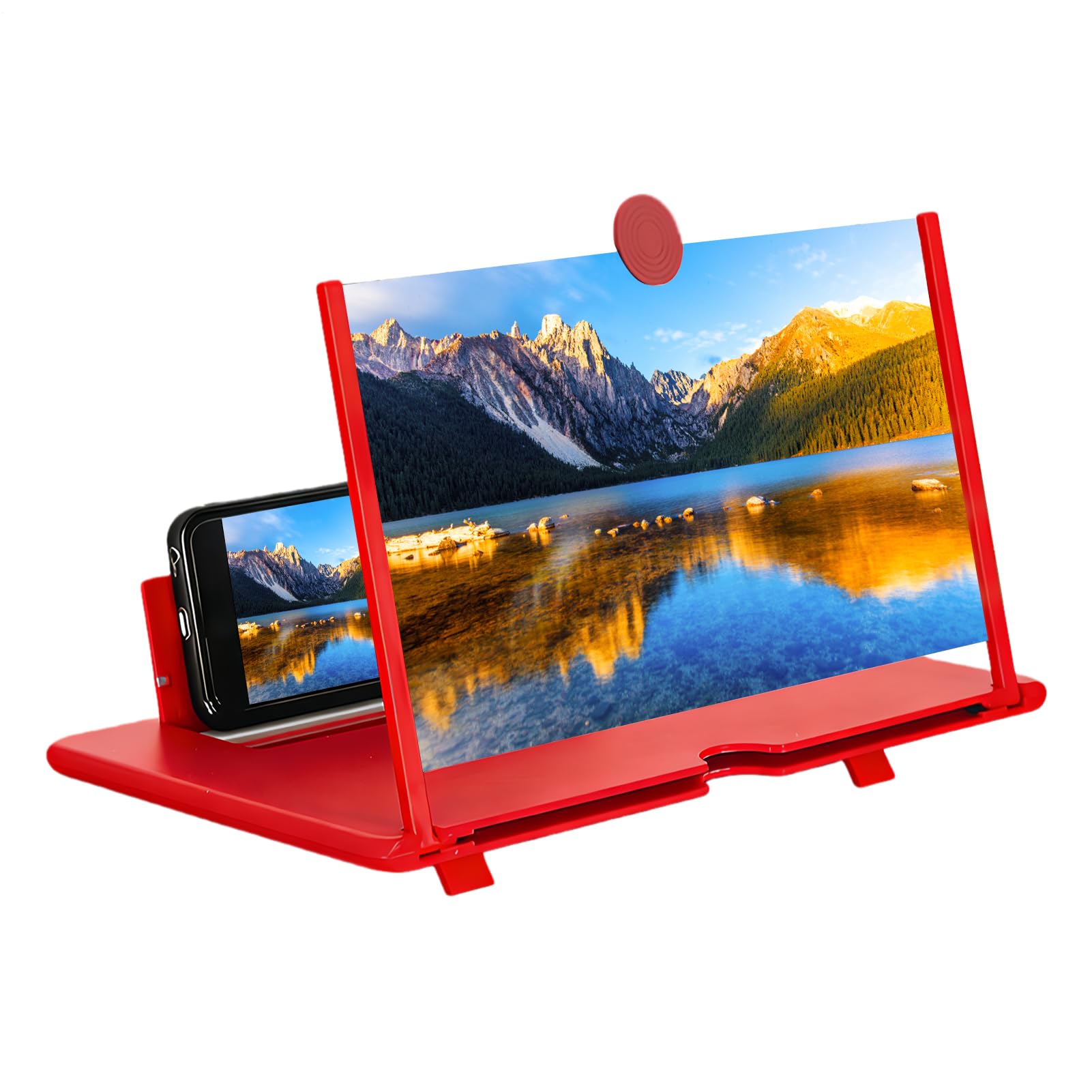 Ampliador de pantalla para películas en alta definición con base ajustable anti-fatiga
