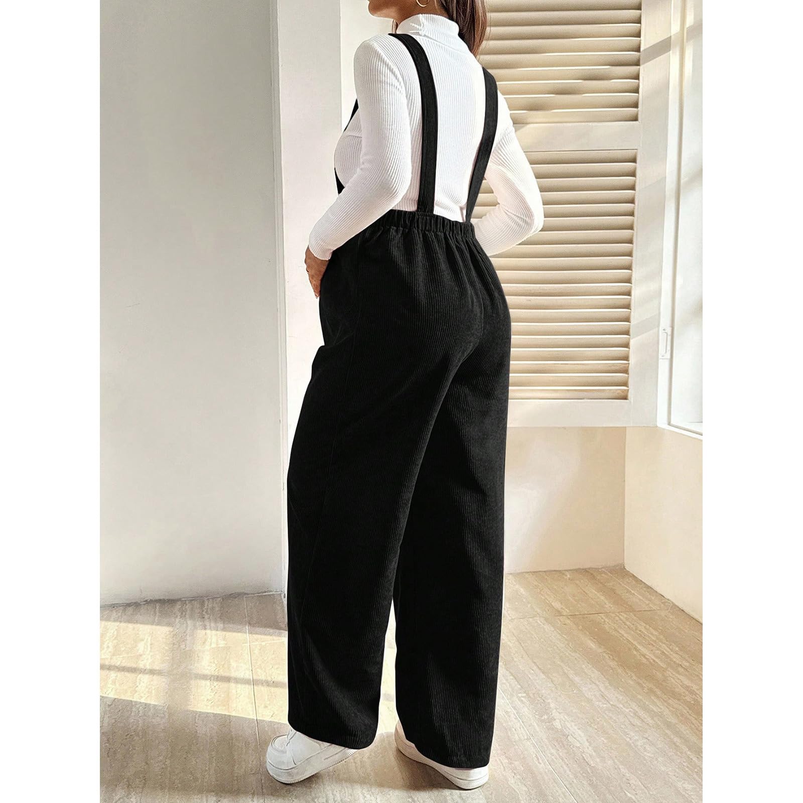 Tuta premaman alla moda in velluto a coste pantaloni elastici in vita per comodi abiti da gravidanza in salopette premaman in velluto a coste per la stagione fredda