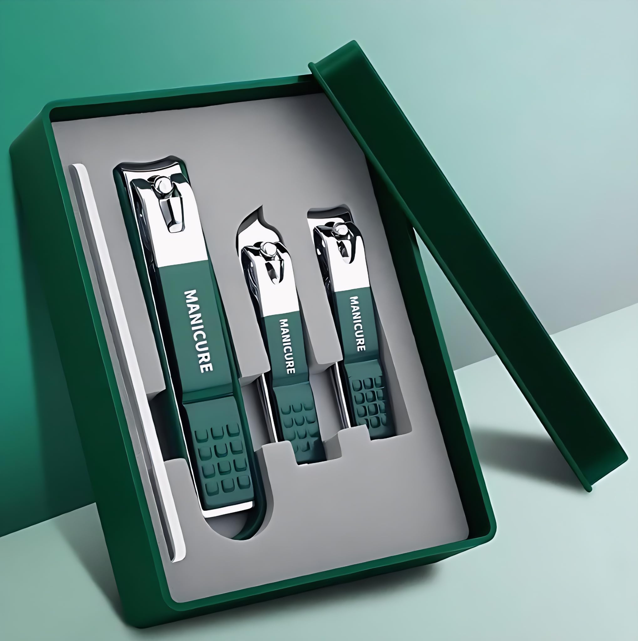 10 in 1 Nail Clipper Set with Ear Cleaner – Manicure Pedicure Kit for Men & Women, Fingernail & Toenail Clippers, Nail File, Portable Travel Grooming Kit with Leather Case (Dark Green)-picture-17