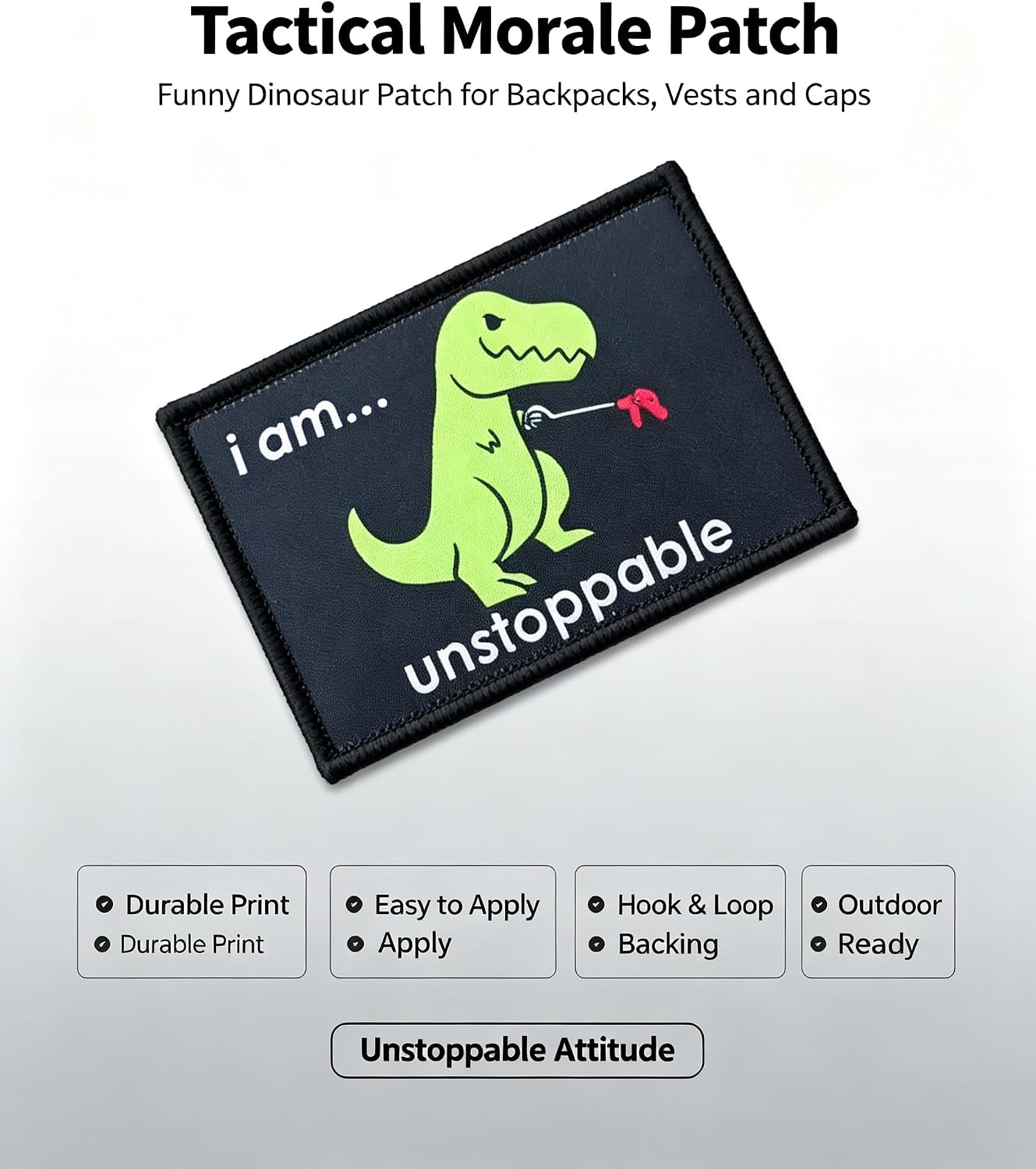 Funny Dinosaur I Am Unstoppable Patch with Hook and Loop for Tactical image 5