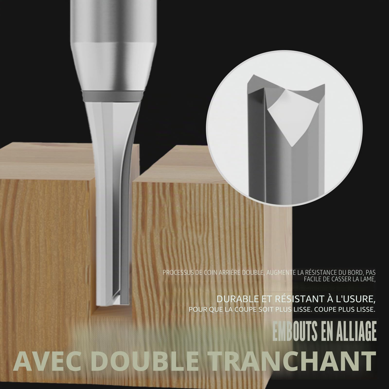 CSOOM TCT-Professional Fraise à rainurer avec tige de 8 mm, meuleuse droite CNC en carbure de tungstène, fraise à bois, convient pour tailler et rainurer 3 mm
