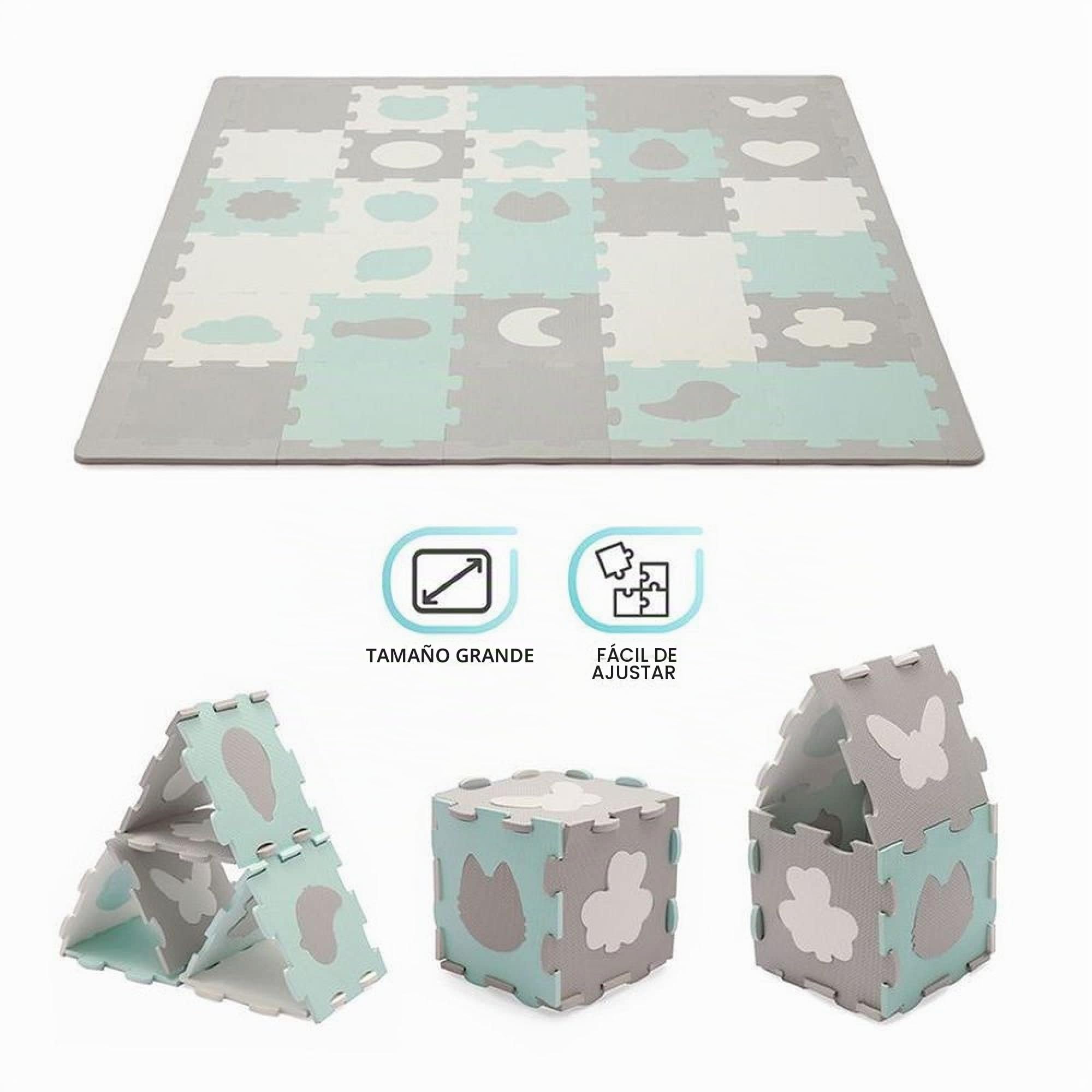 Kinderkraft Manta Juegos Bebé, Alfombra Puzzle de Espuma, para Niños, LUNO Shapes, Amarillo 1