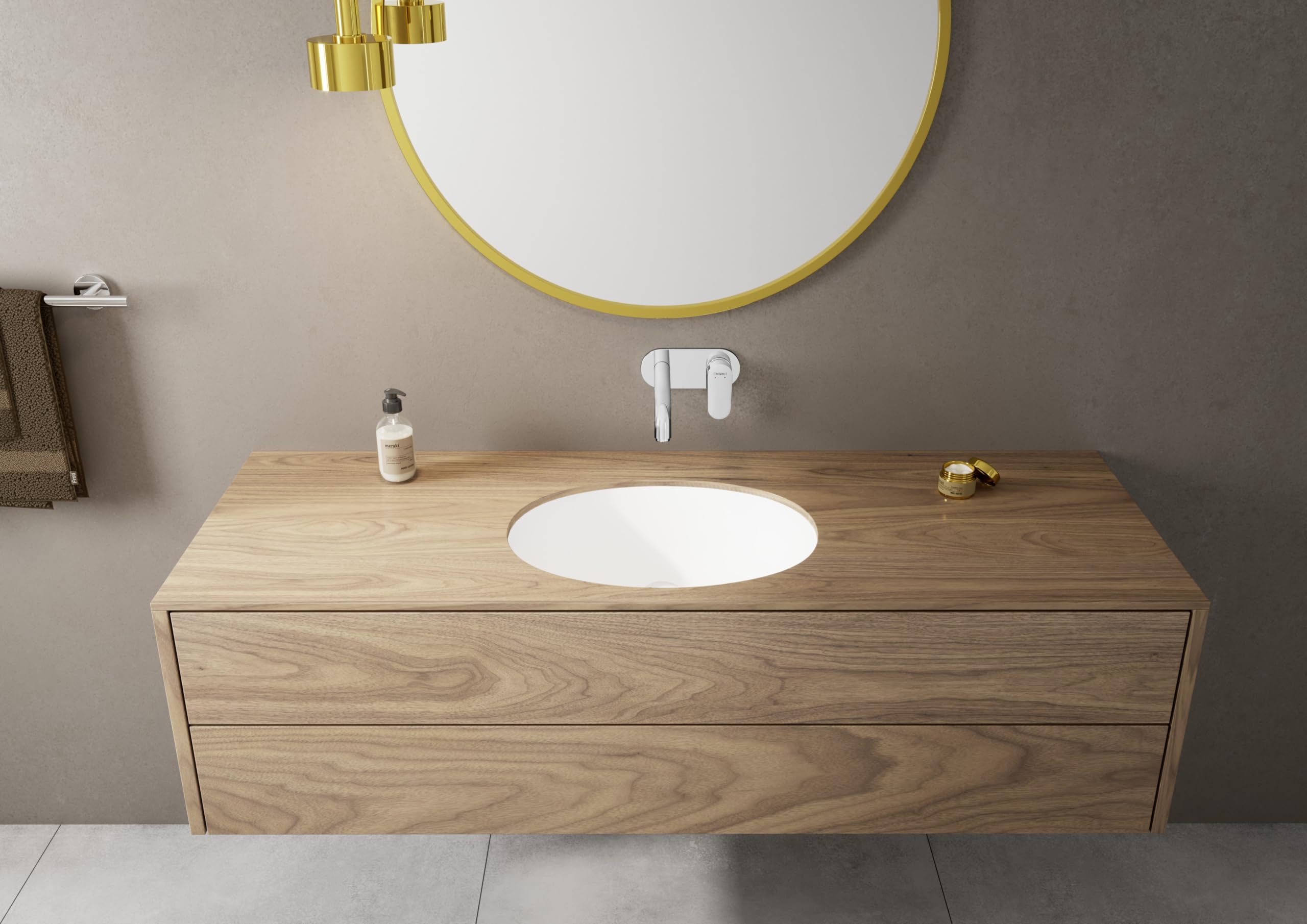hansgrohe Vernis Blend - Waschtischarmatur Unterputz für Wandmontage, Wasserhahn Bad mit Auslauf Länge 20,7 cm, Mischbatterie Waschbecken wassersparend (EcoSmart), Chrom, 71576000