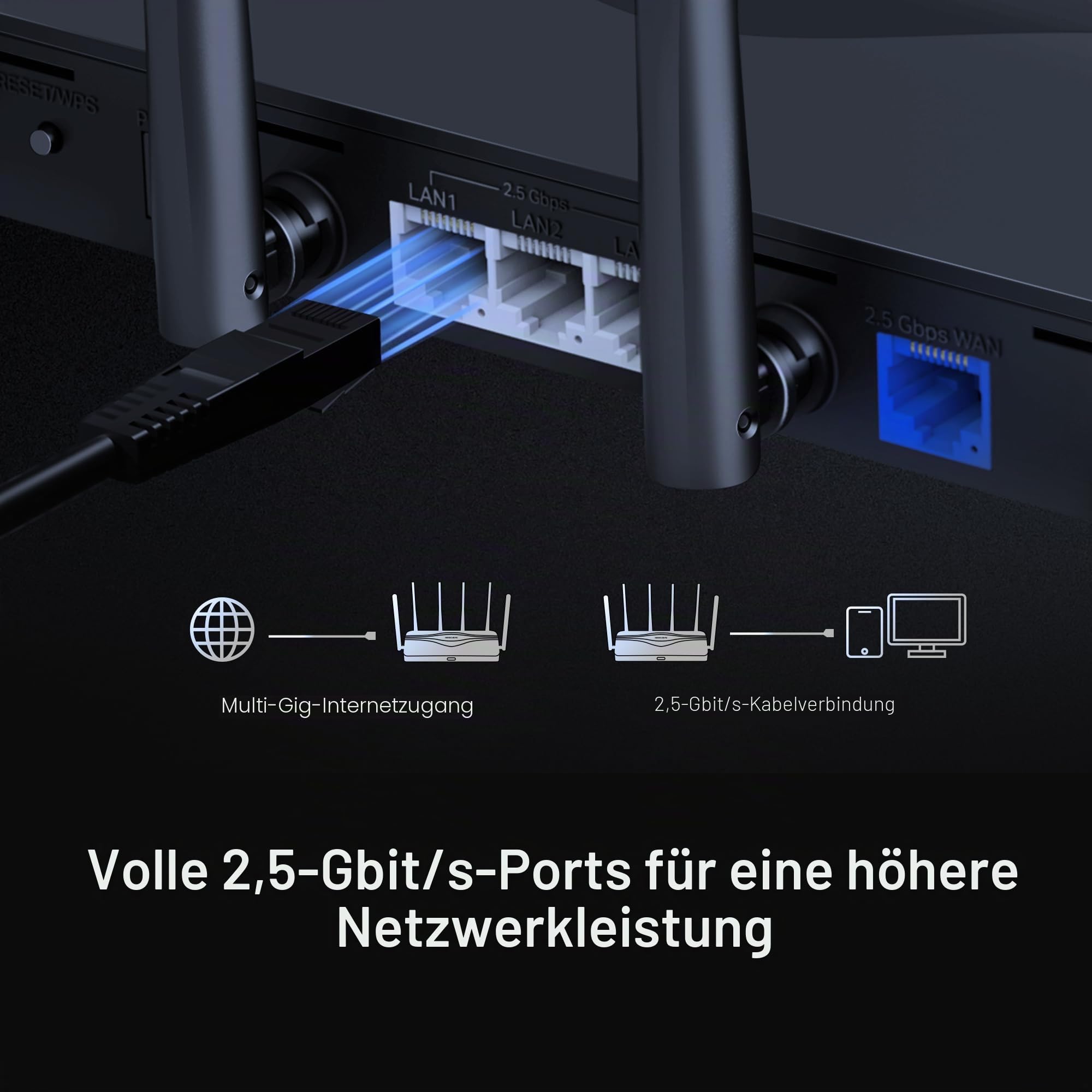 Mercusys Tri-Band BE9300 WiFi 7 Router MR47BE | 4 x 2,5G-Ports | 6 Hochleistungsantennen | 320 MHz-Kanäle | 6 GHz | Gastnetzwerk | MERCUSYS app | IPTV IPv6 WPA3 VPN