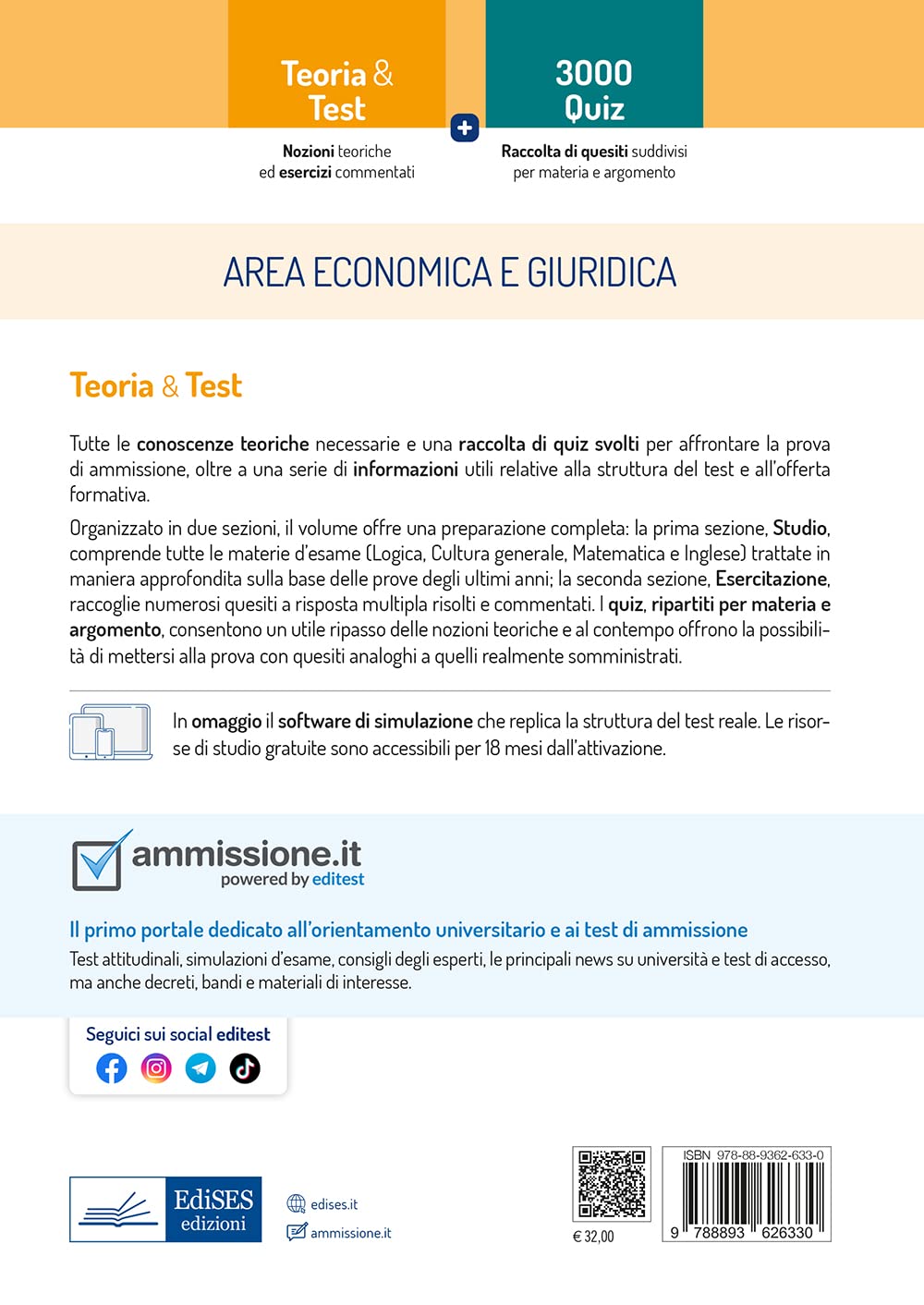 Test Economia, Giurisprudenza e Scienze Politiche 2023: manuale di teoria - Anche per TOLC-E, TOLC-SU: Nozioni teoriche ed esercizi commentati per la preparazione ai test di ammissione (T&T, Band 13)