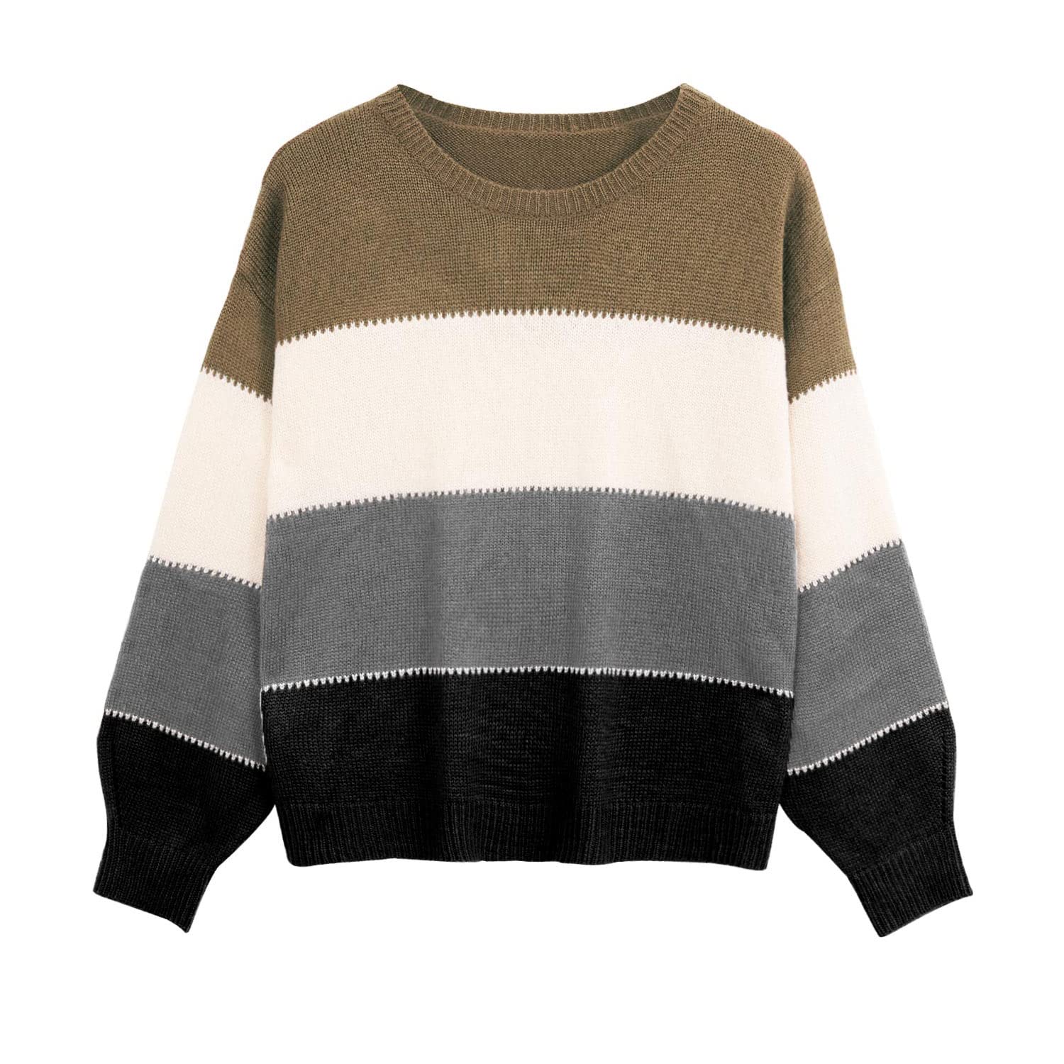 heekpek Maglione Donna Invernale Color Block Maglione di Punto per Donna Knitted Sweater Oversize Casual Pullover Top Lavorato a Maglia per Autunno Invernali Primavera