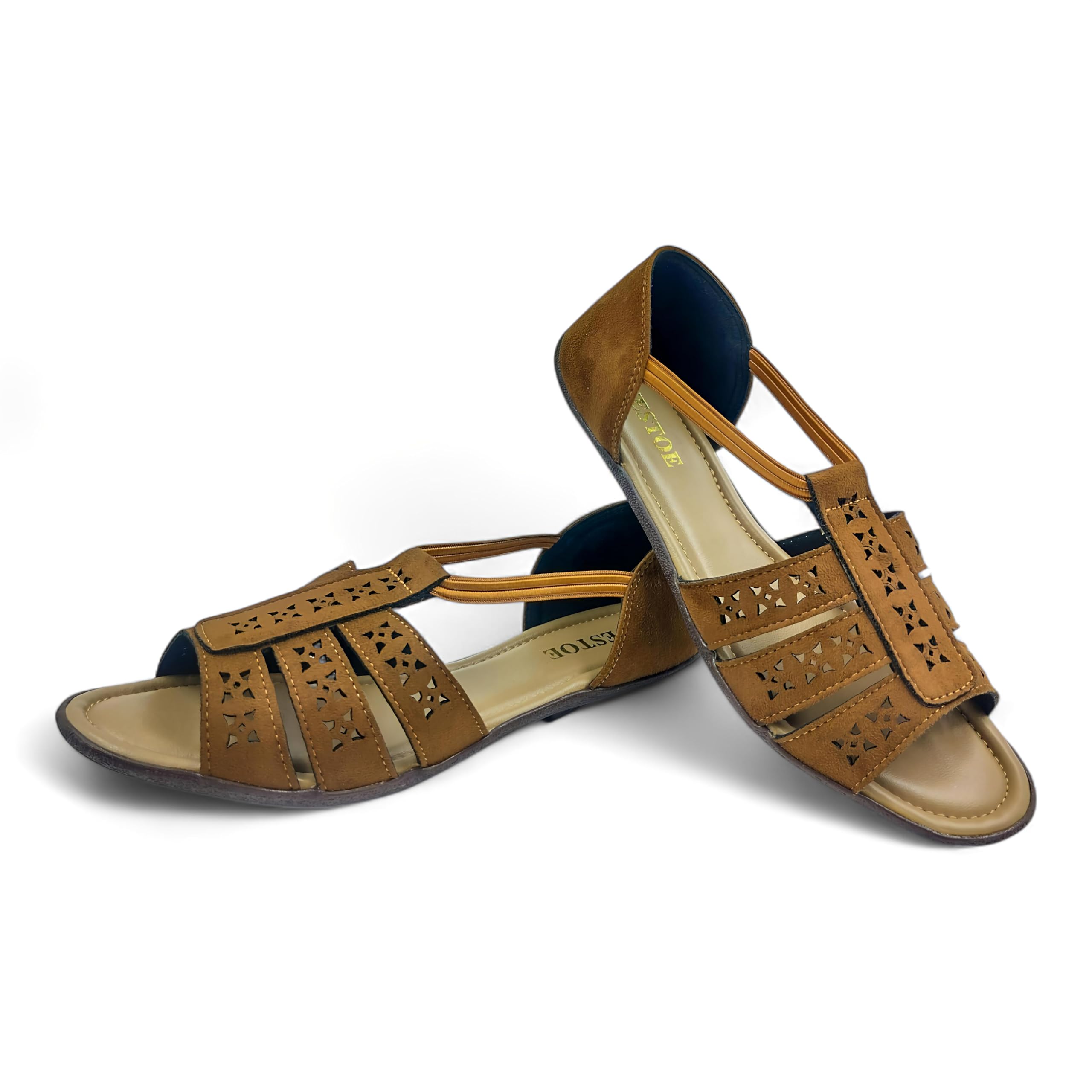 westoe Women's Flat Heel Trendy Sandal | Doctor Insole For Super Comfort & Durability | Perfect Arch Support | True Anti-Skid TPR Sole | Faux Lather Material | Lazer Cut Design | Fashionable & Trendy | Perfect Sandal for Casual or Semi-Casual-picture-37