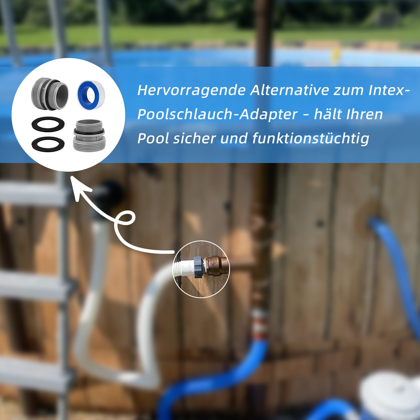 Kit di conversione per tubo filtrante da 40 mm a 1 1/2, adattatore per piscina fuori per terra, collega tubi da 40 mm a porte filtro standard da 1
