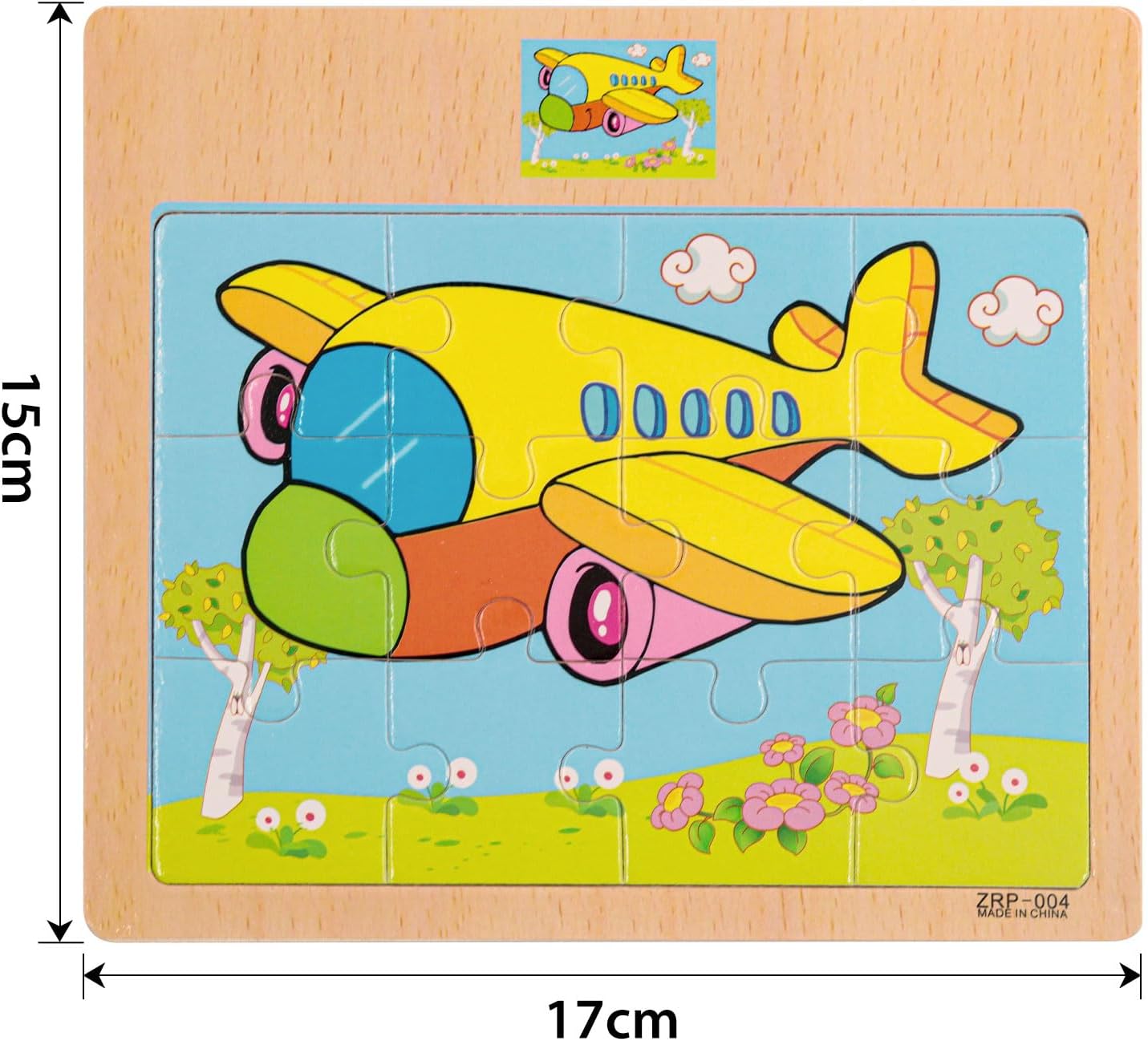 CCLIFE Wooden Jigsaw Puzzles Set for Kids 2-5 Years 12 Piece Colorful Wooden Educational Animal Puzzles (Colorless, 4PC Transport)