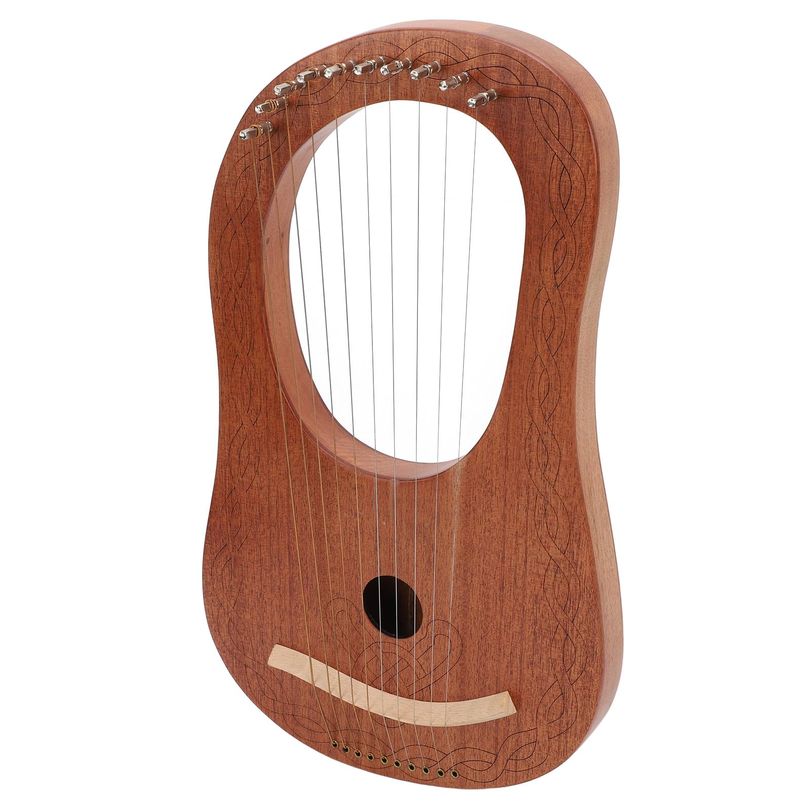 Arpa a Lira a 10 Corde Okoume Mini Arpa a Lira Portatile Piccolo Strumento a Lira con Chiave per Accordatura per Studenti e Principianti