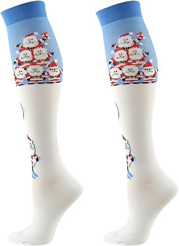 Calcetines de compresión para mujer, circulación, 20-30 mmhg, locos, lindos, calcetines de impresión de Navidad, soporte para enfermeras,