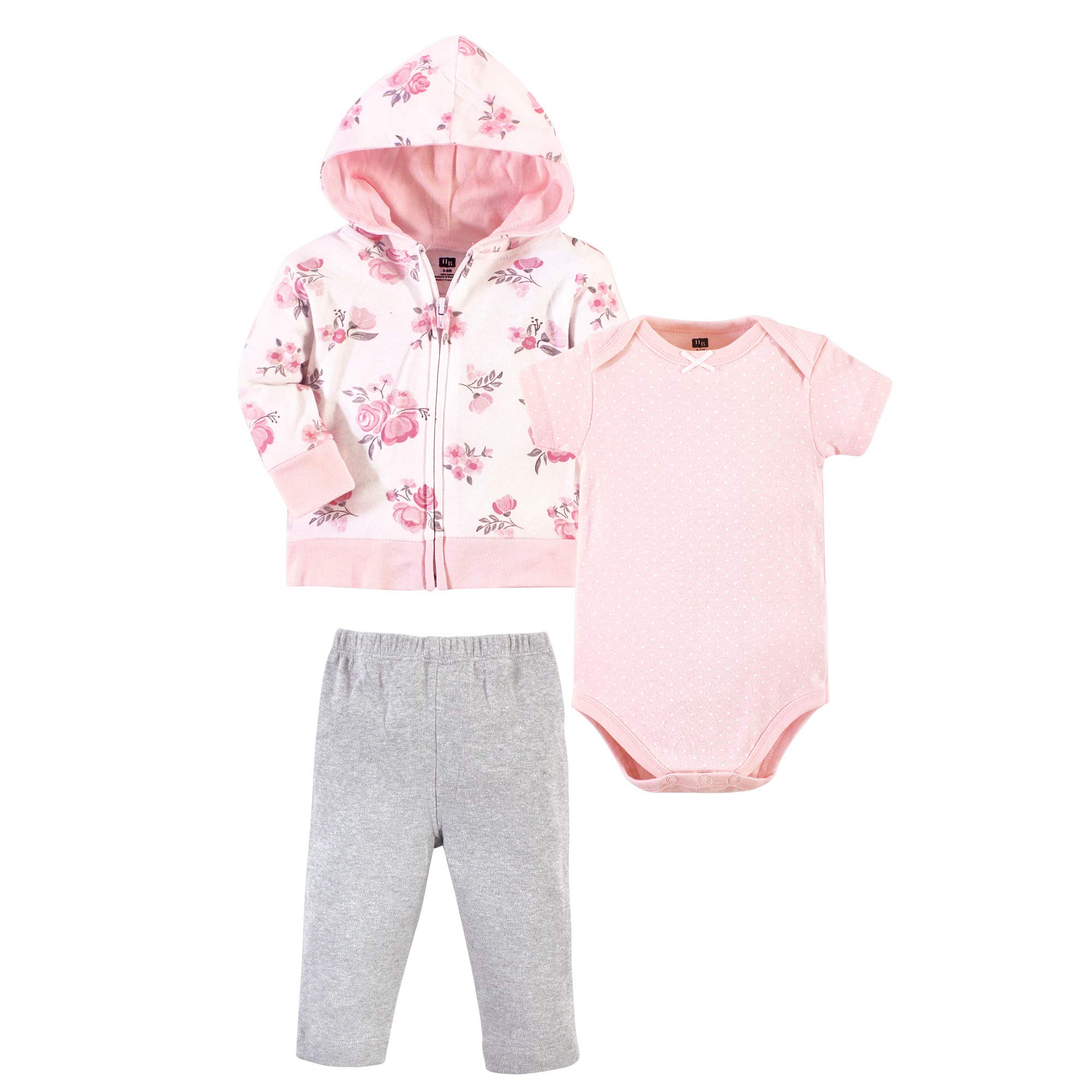 Hudson Baby - Conjunto de sudadera con capucha de algodón unisex para bebé, Ropa Niño, Mono o Camiseta y Pantalón - Rosa - 6-9 Meses