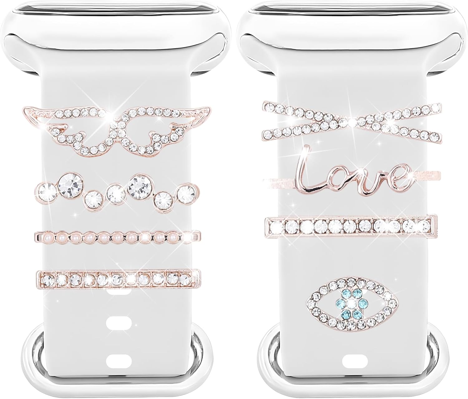 Joycabin Bransoletka do Zegarka Charms, Metalowe Zdobienie z Klamrą do Apple Watch Series 8, 7, 6, 5, 4, 3, 2, 1