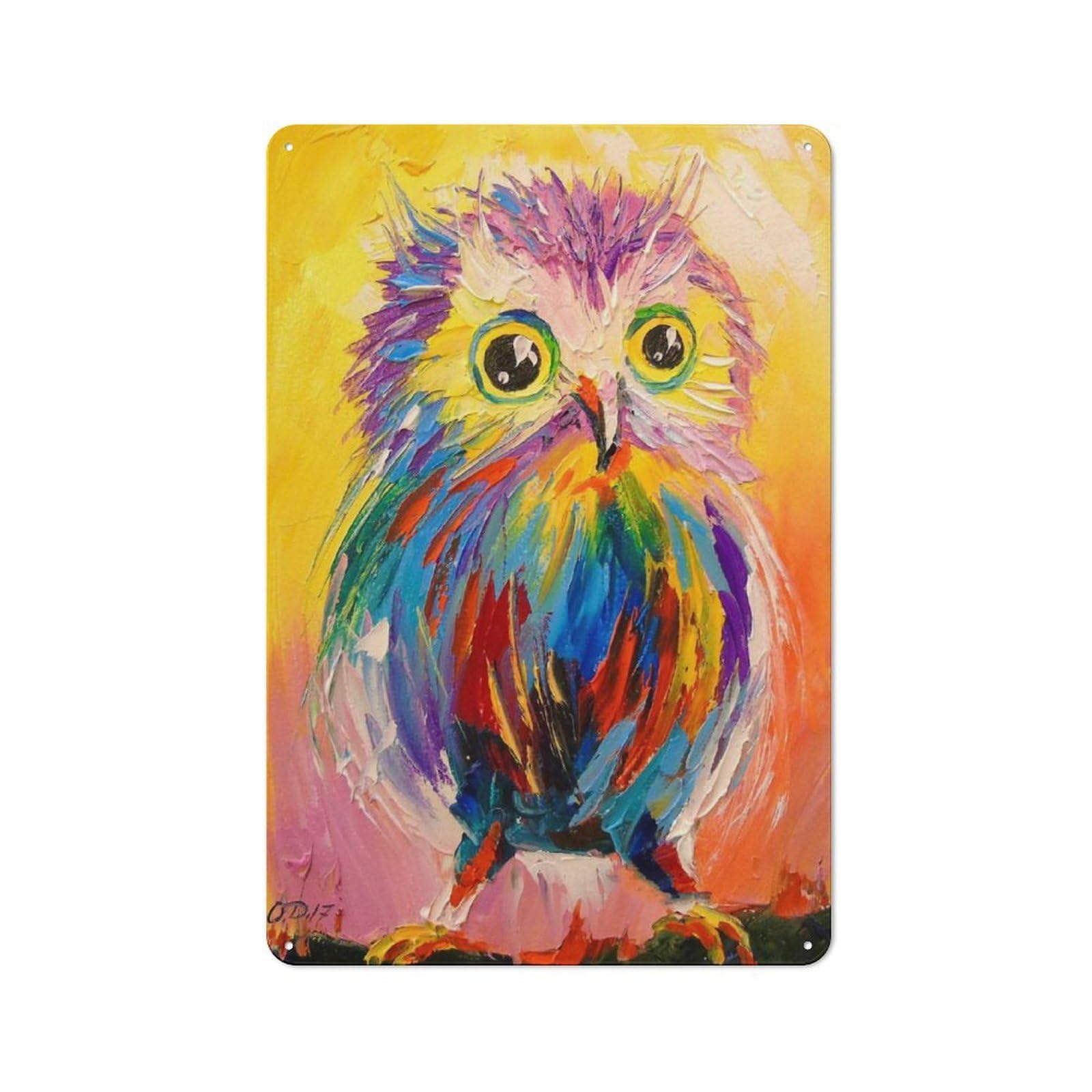 Junmoney A Small Owl Metal Wall Sign 30X20cm Featuring For Bar Or Restaurant, For Restaurant Interior Fans
