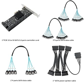 Amazon.com: PCIE x1 SATA Card 20 Ports, PCI Express SATA3.0