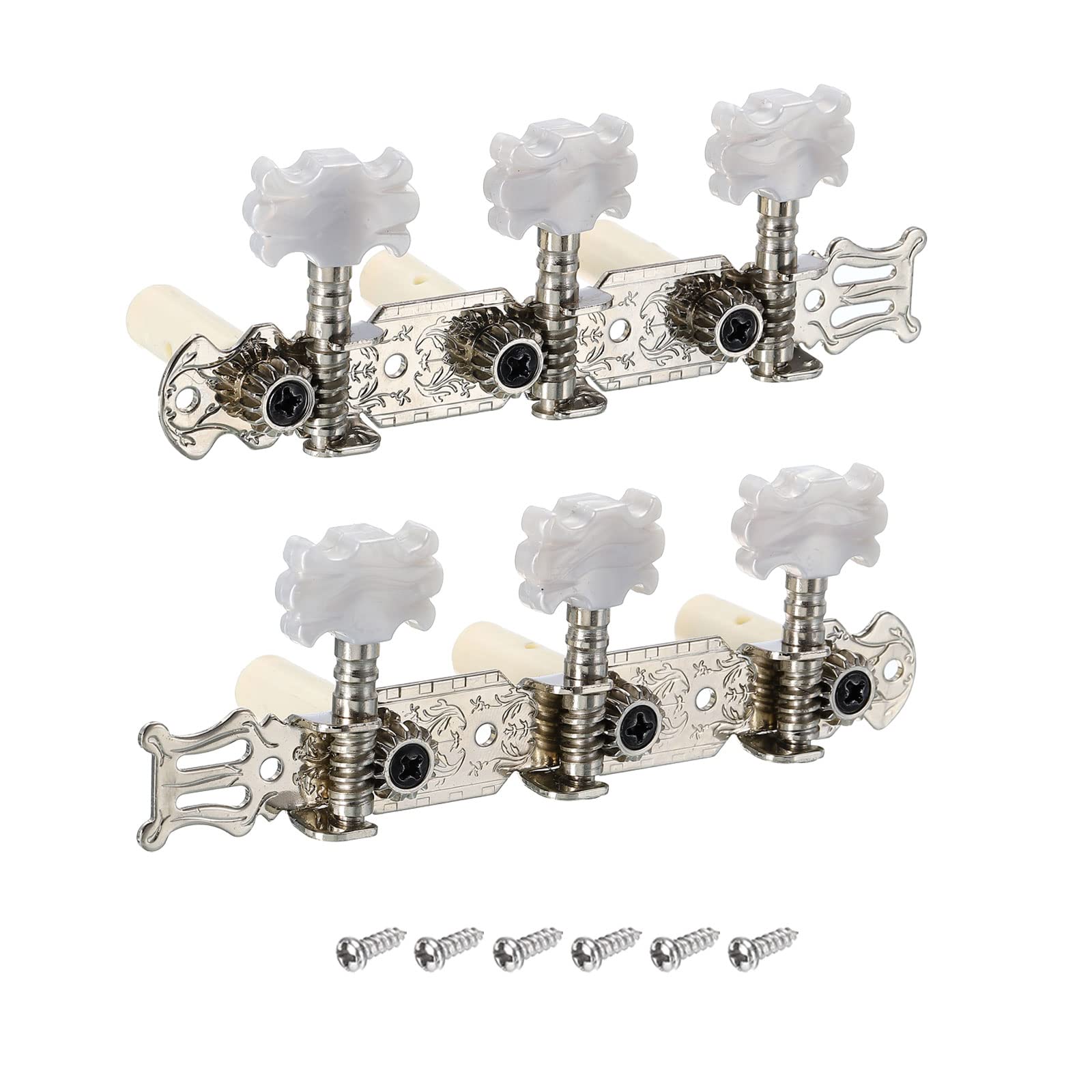 RAONISO Guitar Tuning Pegs Machine Heads Tuning Keys Tuners for Classical Guitar Single Hole 3L 3R, 1 Set, White