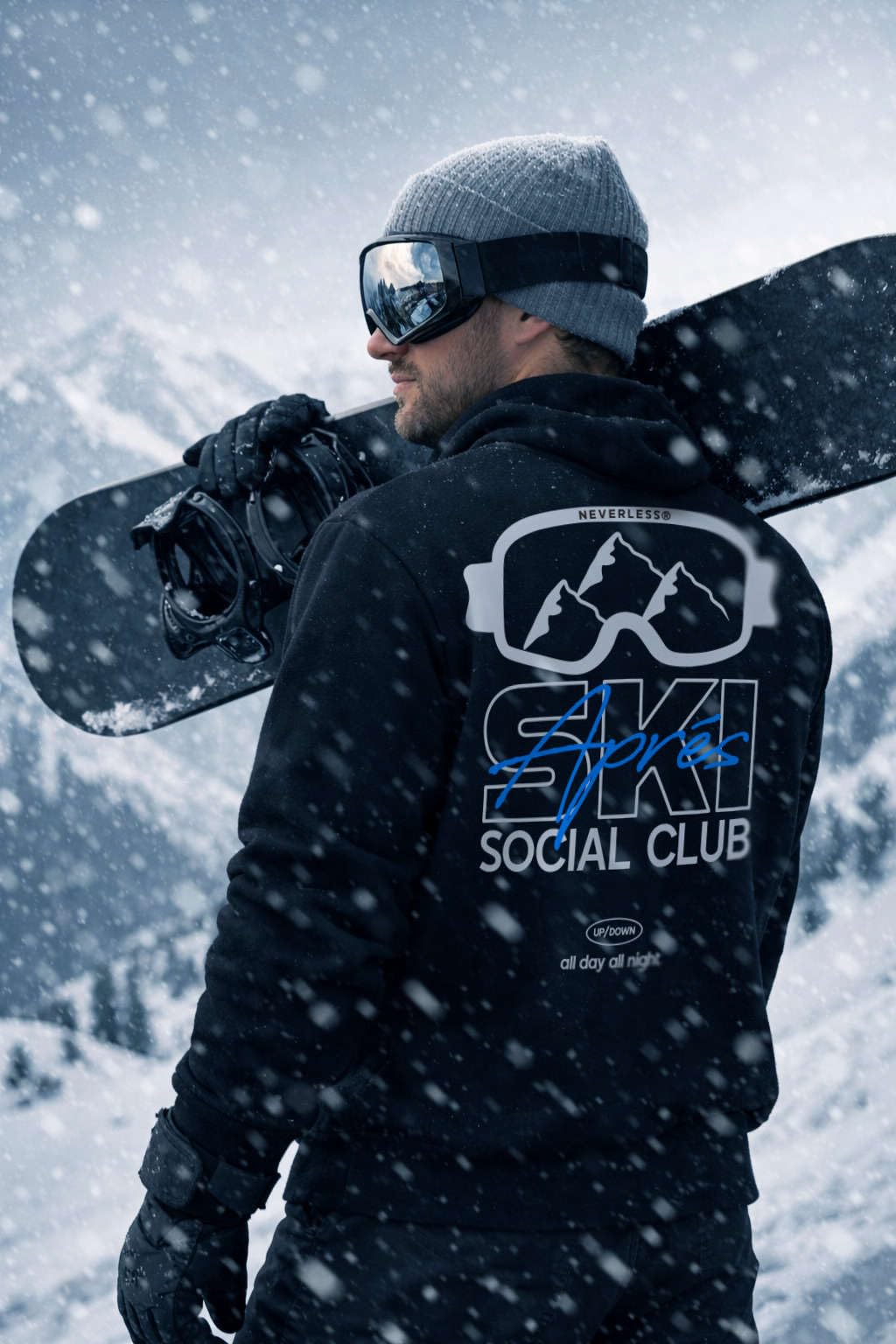 Neverless® Herren Hoodie Backprint Après Ski Social Club Skifahren Snowboarden Kapuzen-Pullover Männer Fashion Streetstyle