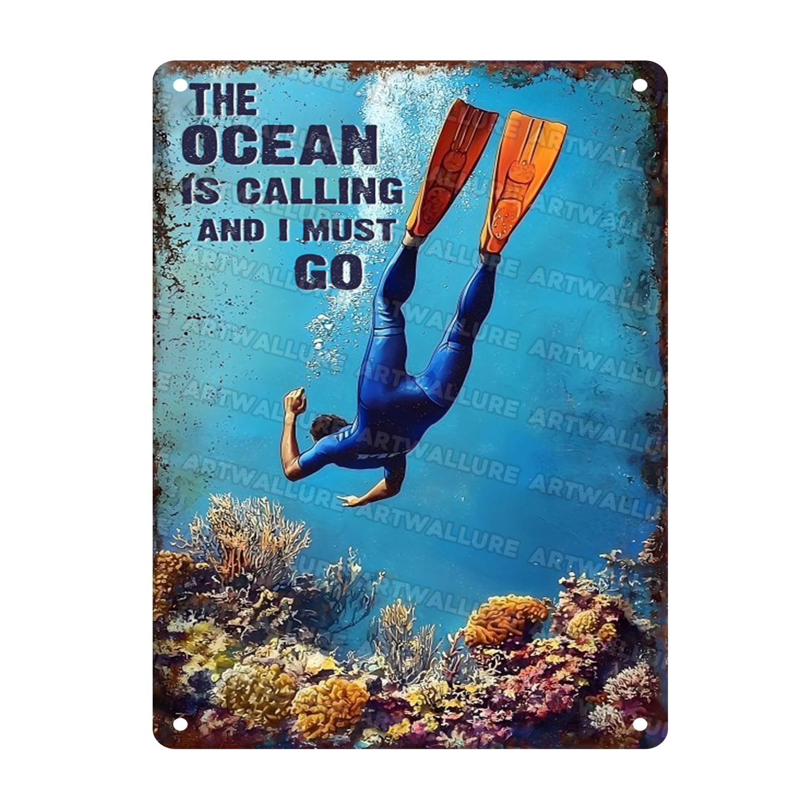 Surfing The Vintage Sign Ocean Is Calling And I Must Go Metal Sign Beach Surfing Lovers 12x16inch
