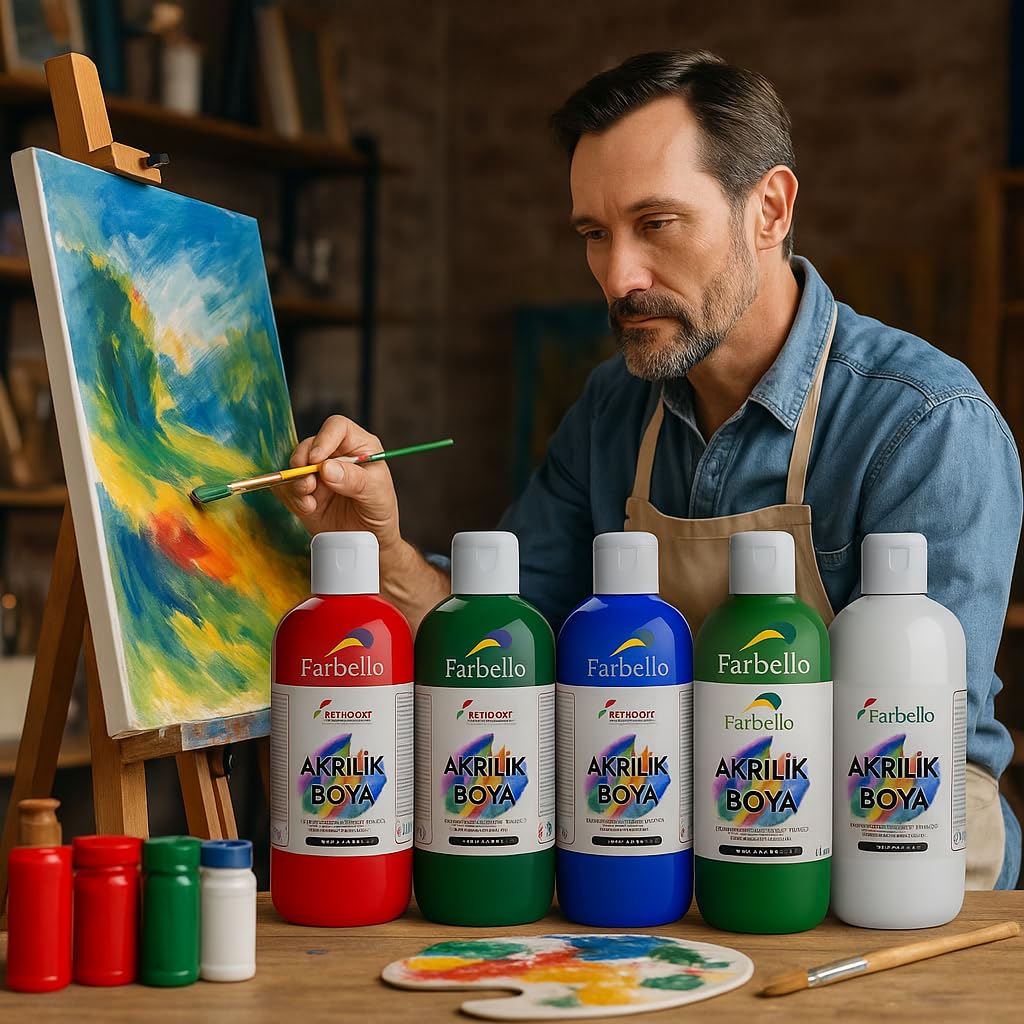 Juego de 6 pinturas acrílicas de 1000 g cada una, a base de agua, resistente al agua y altamente pigmentadas, kit de pinturas acrílicas para madera, lienzo, tela, piedra, 6 x 1000 g