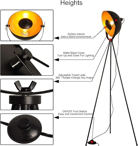 Miniatura 5 de Moderno trípode industrial LED satélite lámpara de mesa de pie Luz de escritorio de lectura ajustable vintage Deco Medios de cine náutico elegante