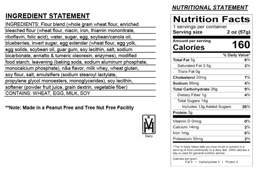 Muffin Town Whole Grain Blueberry Muffins 2 oz.- 72 per case