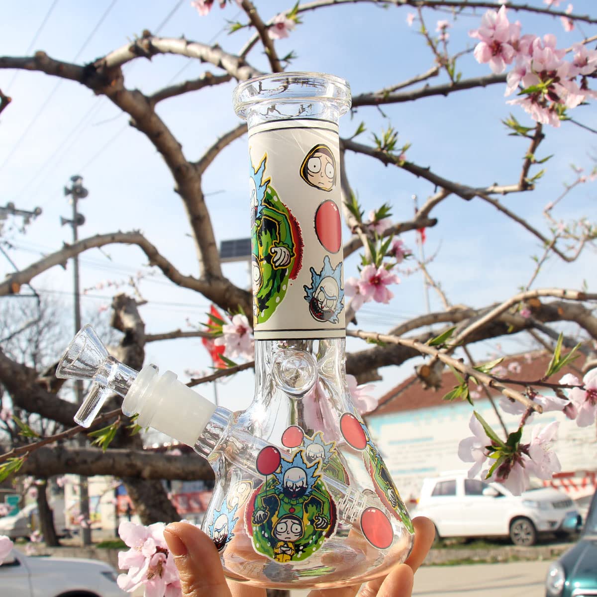Glass Bong with percolate, Mini bong with 14.5mm Bong Bowl Height 20cm weight 400g Glass Pipe for Smoking bongs "Nicotine Free" (Mini Bongs) (Blue big bongs) — image 1