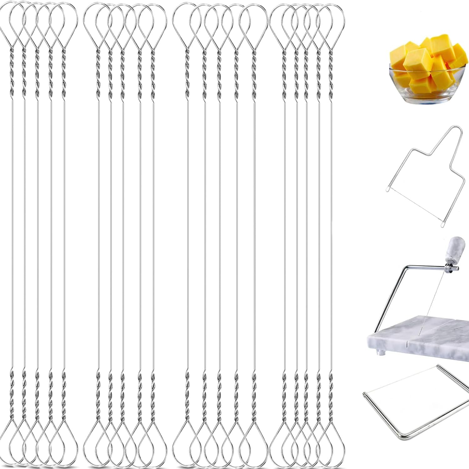 10pcs 5.6inch Cheese Slicer wire replacement cheese cutter wire replacement cheese cutters for block Cheese slicer kit wire Cheese Butter Cutting polished Marble Cheese Slicer Board Wire (5.6IN,10pcs)