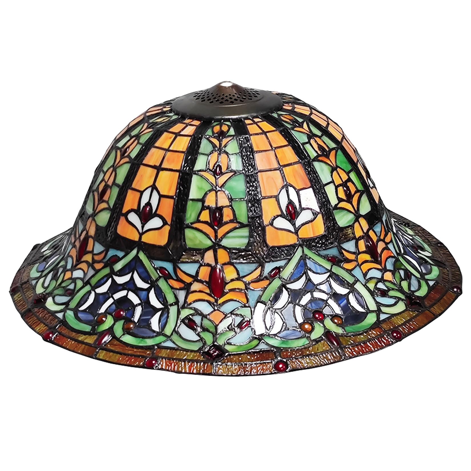 SaryEdge Tiffany Lampshades Replacement Only W20H9 Inch Stained Glass Rose Wisteria Lamp Shade Home Office Decoration Light Cover for Floor Lamps Table Lamps Pendant Hanging Li，Hat，Hat