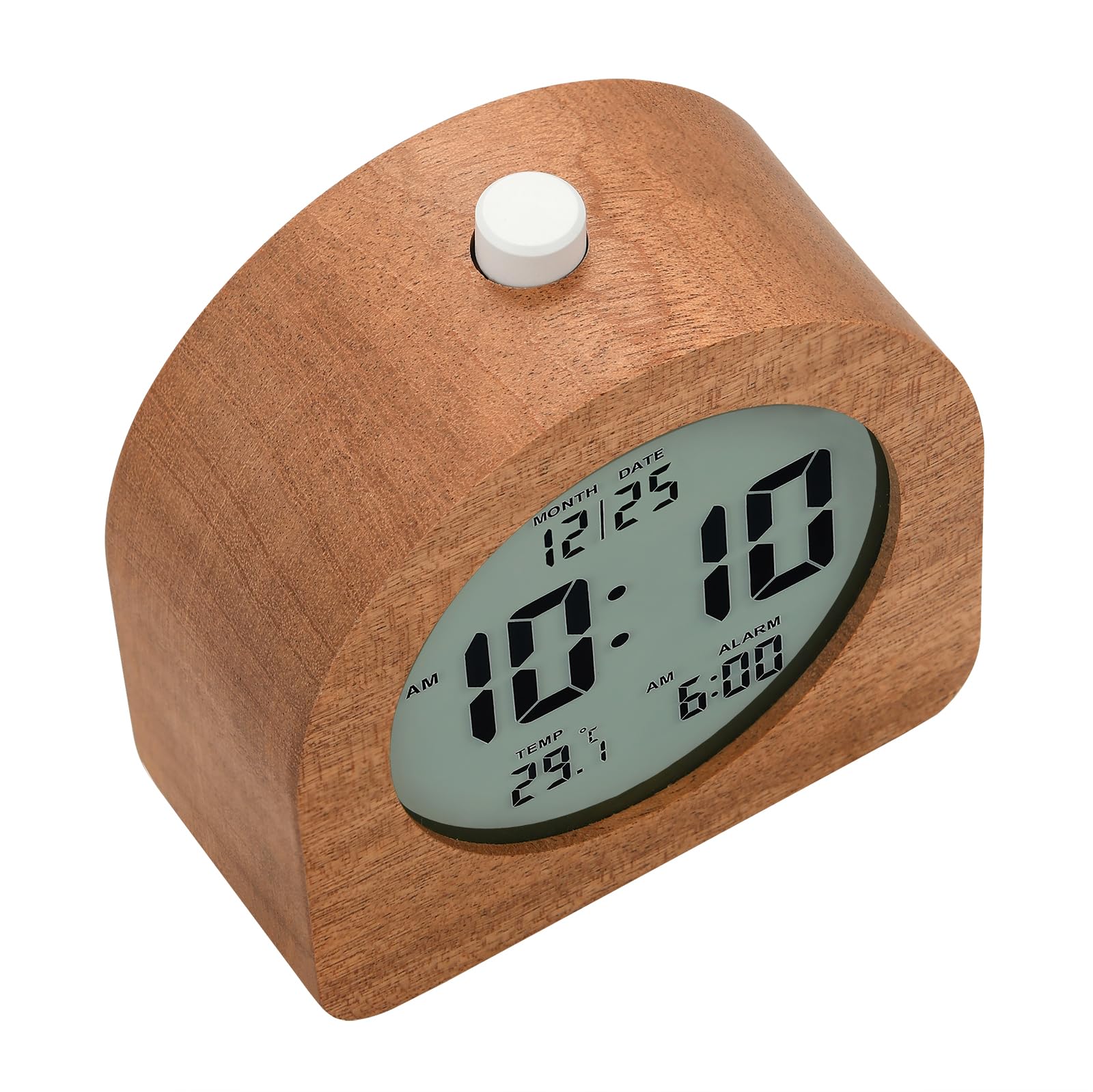 Plumeet Reloj despertador digital de madera para dormitorios, reloj despertador de madera de 4 pulgadas con repetición y luz nocturna, reloj electrónico LCD de escritorio que muestra la hora, fecha,