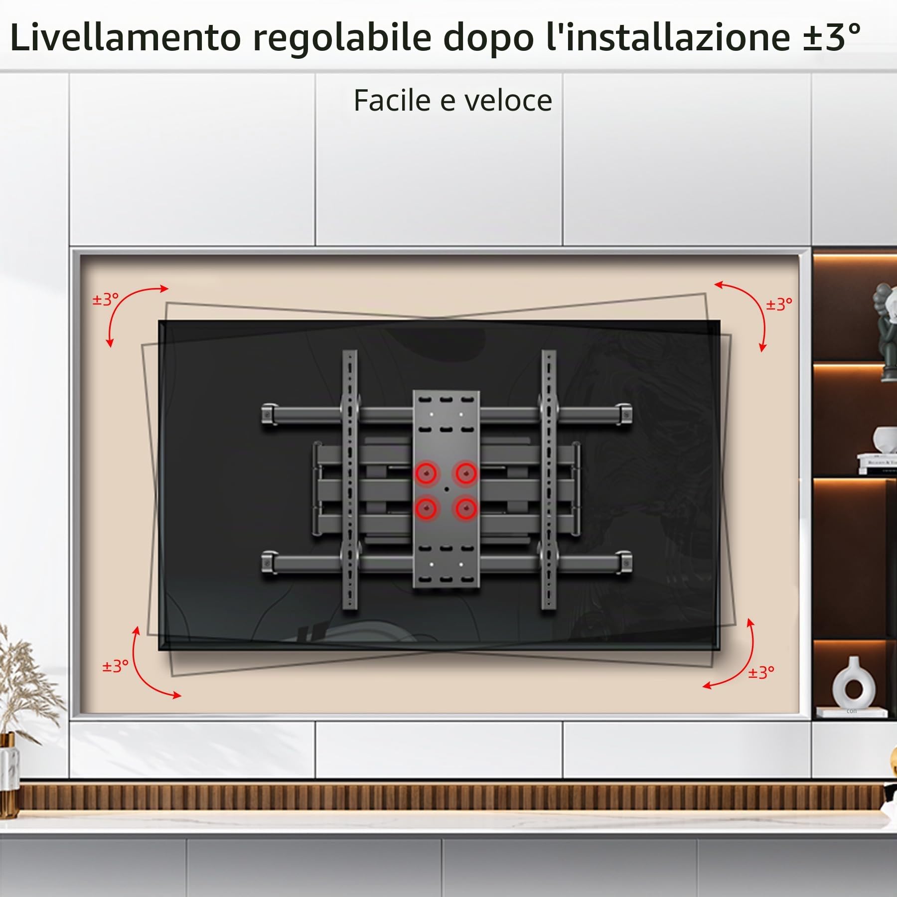 Supporto da Parete per TV al Plasma LED LCD Piatti e Curvi 55-100 inch, Inclinazione Girevole Staffa con Doppio Braccio Peso fino a 75kg, Max VESA 800x600mm DY995