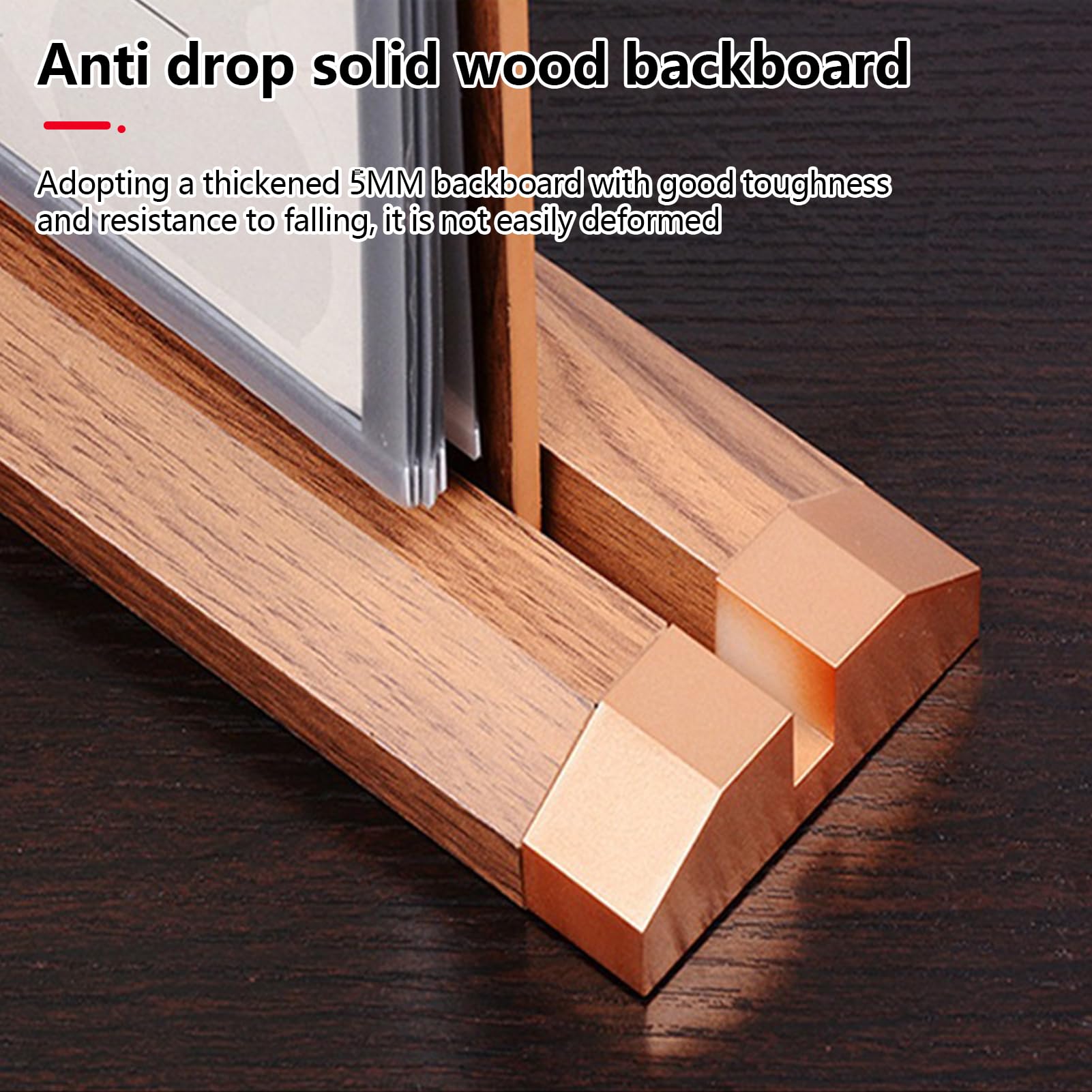 2 espositori da tavolo A4/A5/A6 con base in legno, 6 lati da capovolgere, supporto da tavolo A4/A5/A6, in legno, porta menù (14,8 x 21 cm)