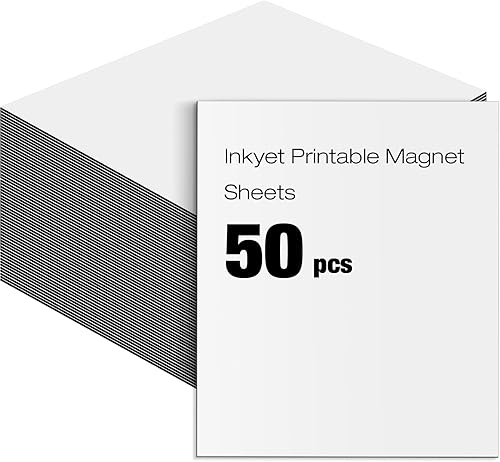 Miniatura 1 de 50 hojas magnéticas imprimibles de 8.5 x 11 pulgadas, hojas magnéticas blancas brillantes, no adhesivas, papel de impresora magnético de 11 mil de