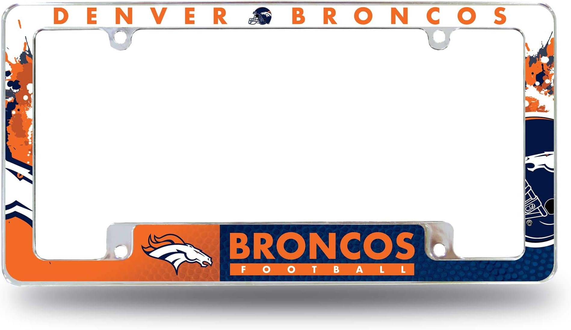 Rico IndustriesNFL Football Primary 12" x 6" Chrome All Over Automotive License Plate Frame for Car/Truck/SUV