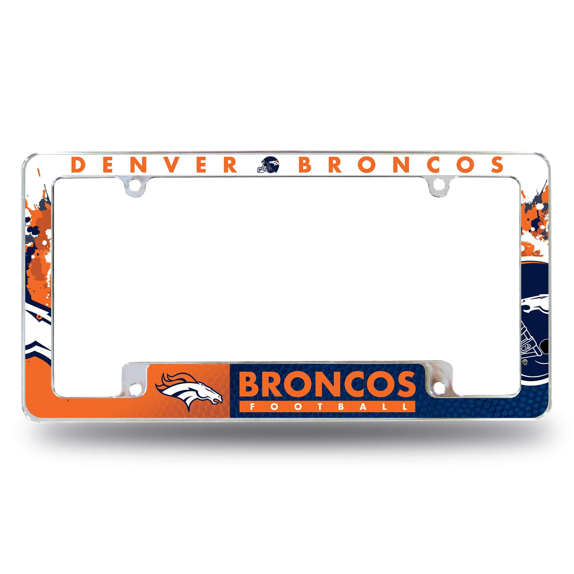 Rico IndustriesNFL Football Primary 12" x 6" Chrome All Over Automotive License Plate Frame for Car/Truck/SUV