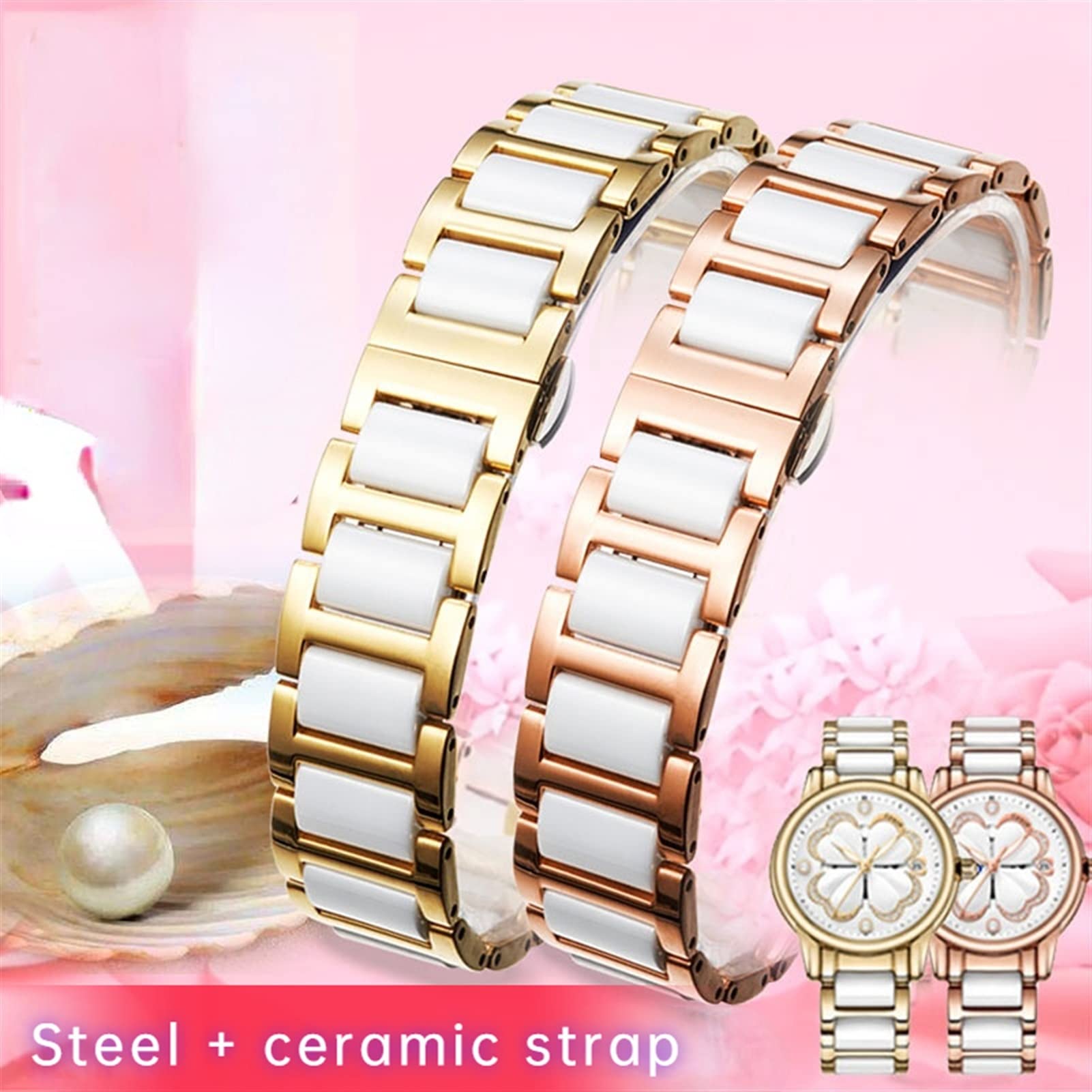 Dla kobiet mężczyzna ceramiczna bransoletka kombinacja ze stali nierdzewnej pasek do zegarka 12 14 15 16 18 20 22 mm pasek modny zegarek zegarek pasek na rękę
