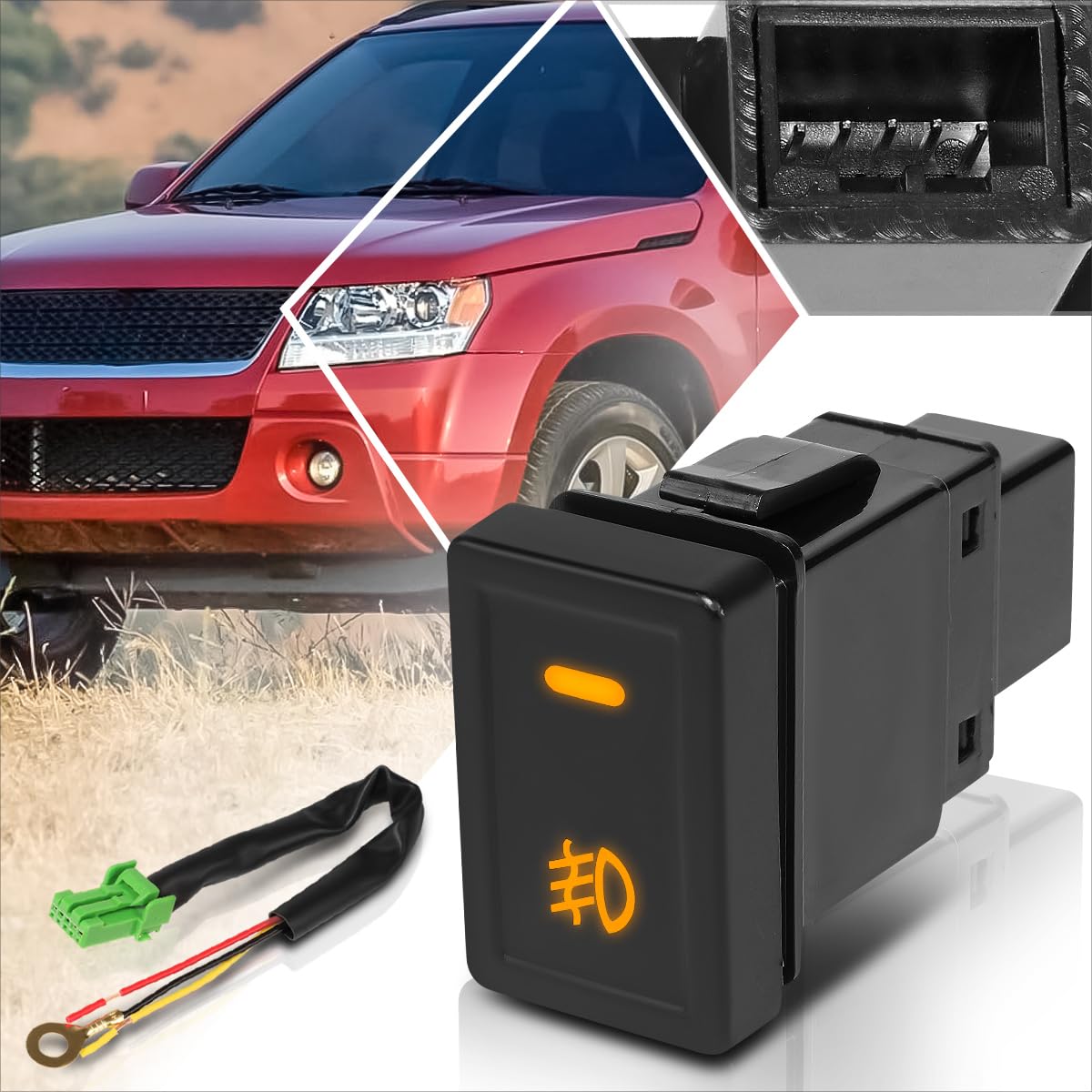 Front Dash Mount Fog Light Lamp Switch w/Wiring Harness Compatible with 06-14 Suzuki Grand Vitara SX4