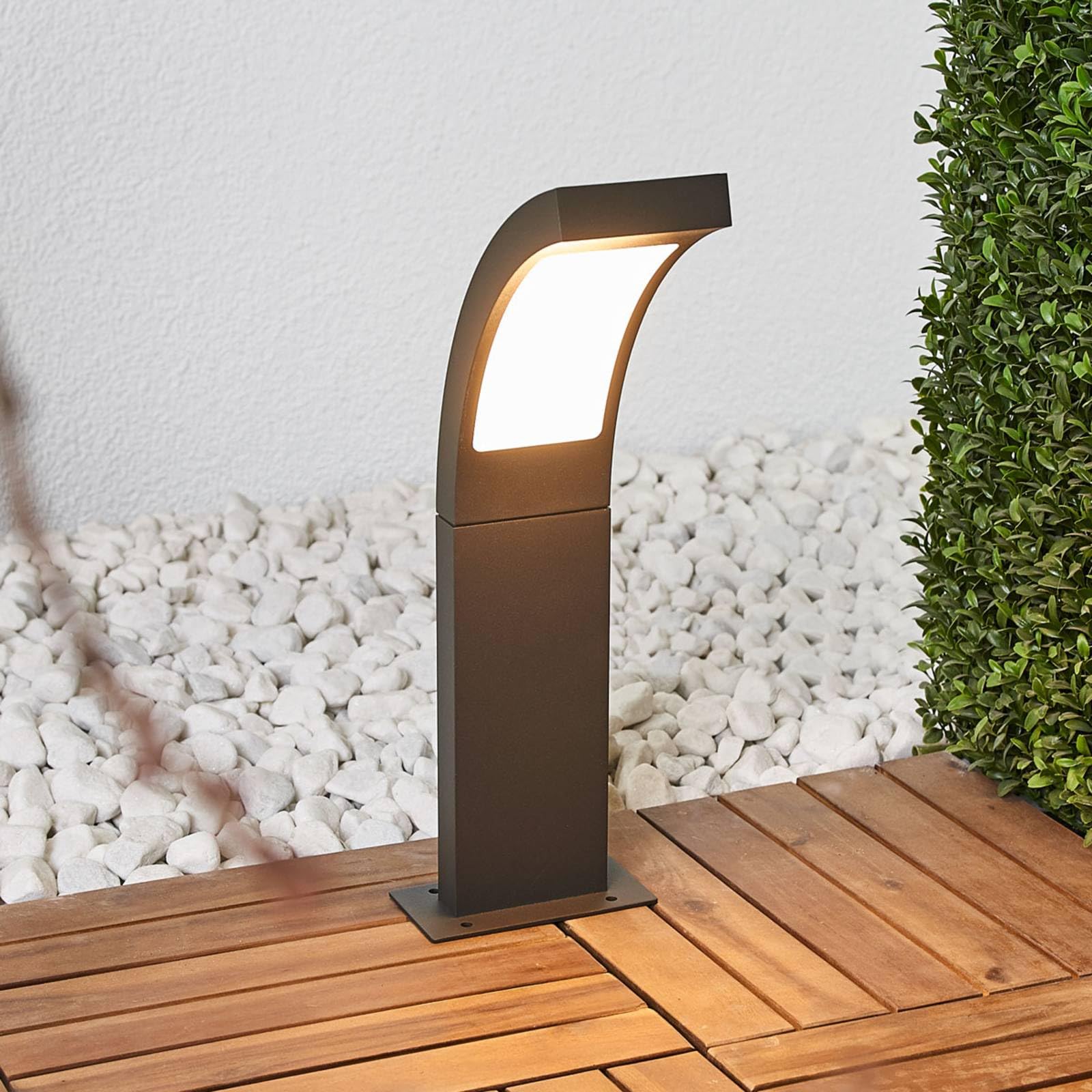 Lucande Paletto Luminoso LED Segnapassi in alluminio, Grigio Antracite Lampioncino da esterno moderno di design Faretto illuminazione aiuole sentieri ingresso e cancello giardino 40 cm IP54