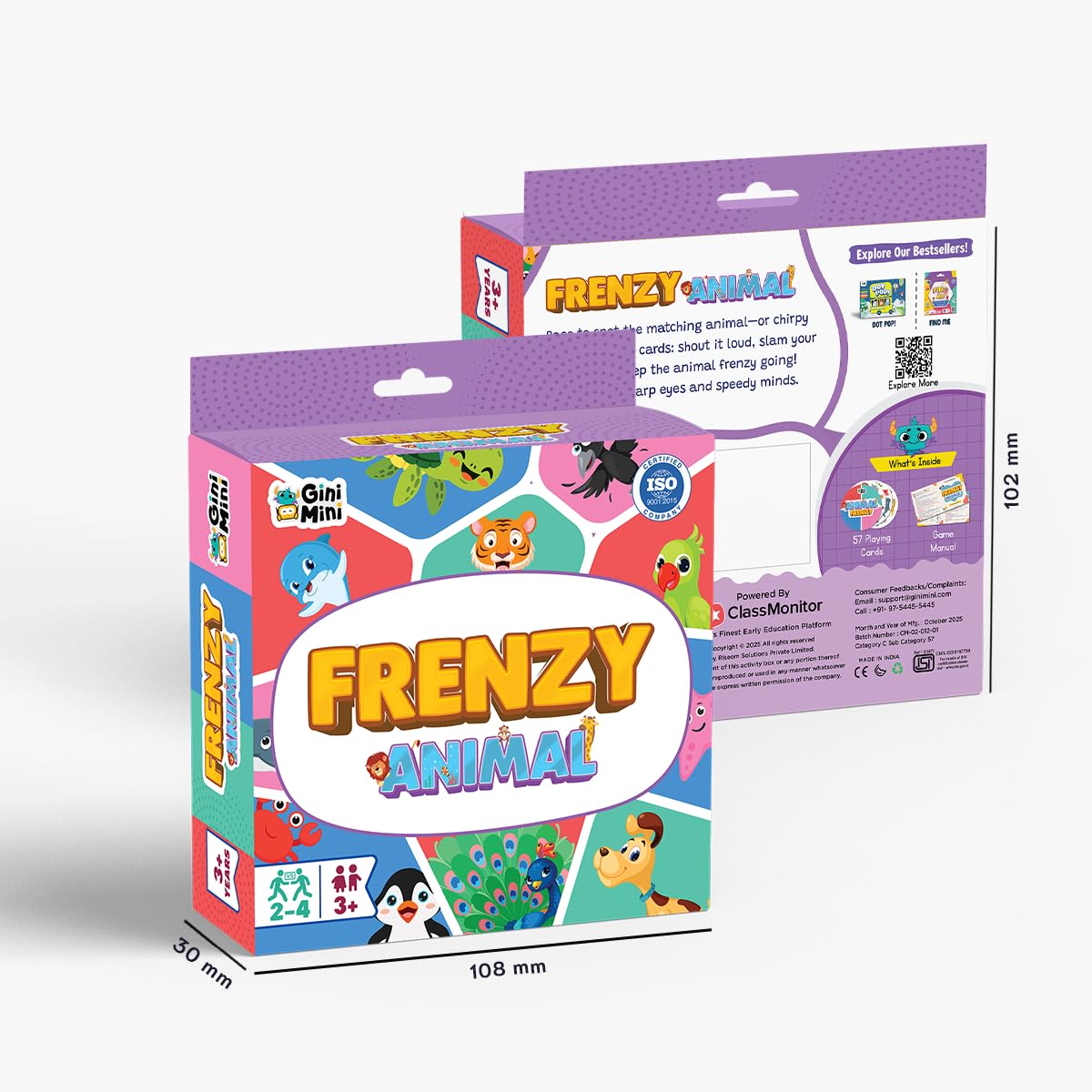GiniMini Animal Frenzy – 57 Animal-Themed Educational Cards for Kids 3+ | Vocabulary & Matching Skill Builder | Fast Observation Game for Toddlers | Family & Travel-Friendly Learning Toy 4