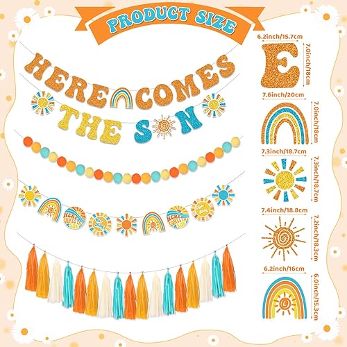 Miniatura 6 de LARRAZABAL Cartel para baby shower con texto en inglés Here Comes The Son, Here Comes the Son, decoración de baby shower para niño, estilo bohemio,