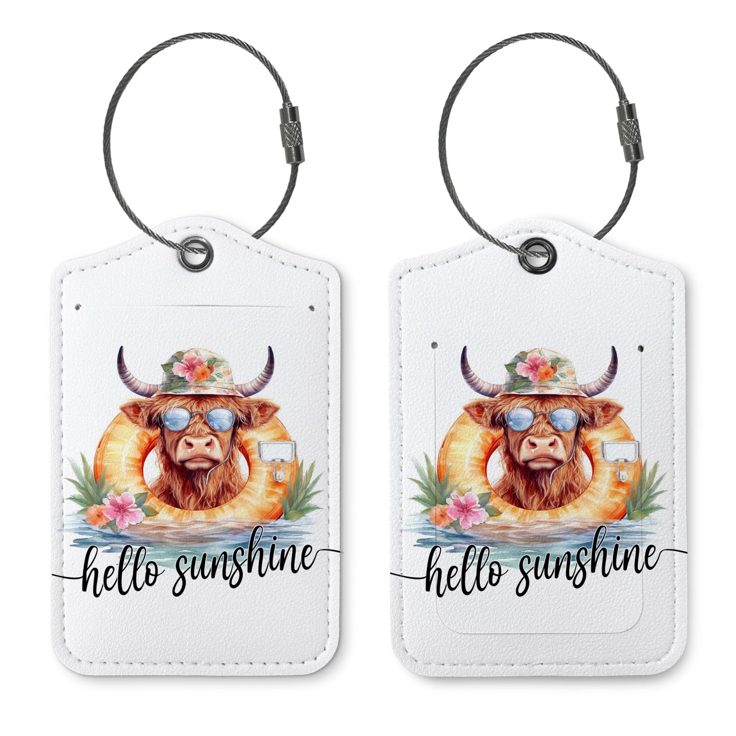 ZFQ Luggage Tags for Suitcases,2 Pack Baggage Tag Label with Steel Loop,Western Cow Handbag School Bag Backpack Traveling Accessories,Cow Lover Gifts