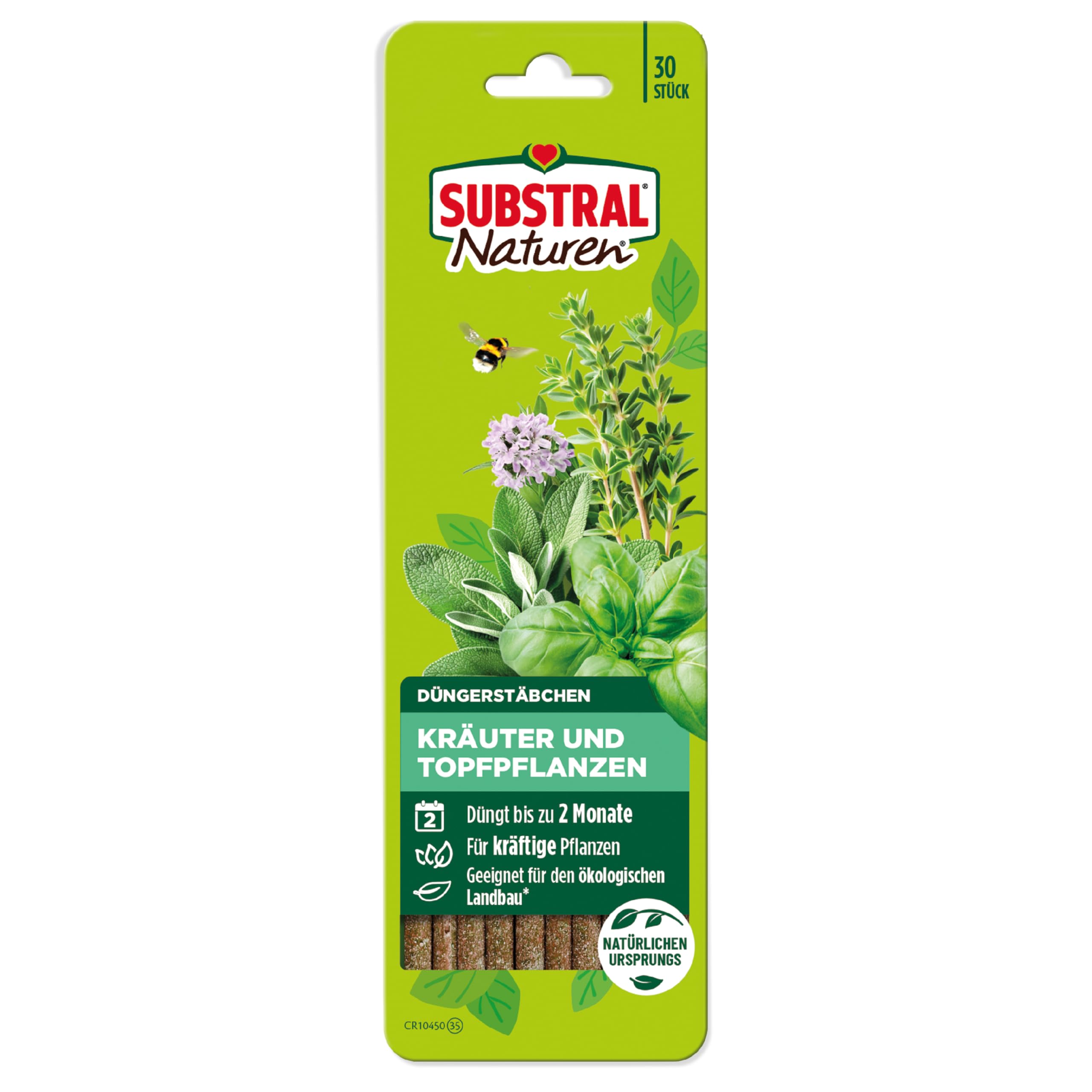 Substral Naturen Fertiliser Sticks Herbs and Potted Plants Pack of 30 - Organic Mineral Fertiliser for up to 2 Months of Nutrient Supply