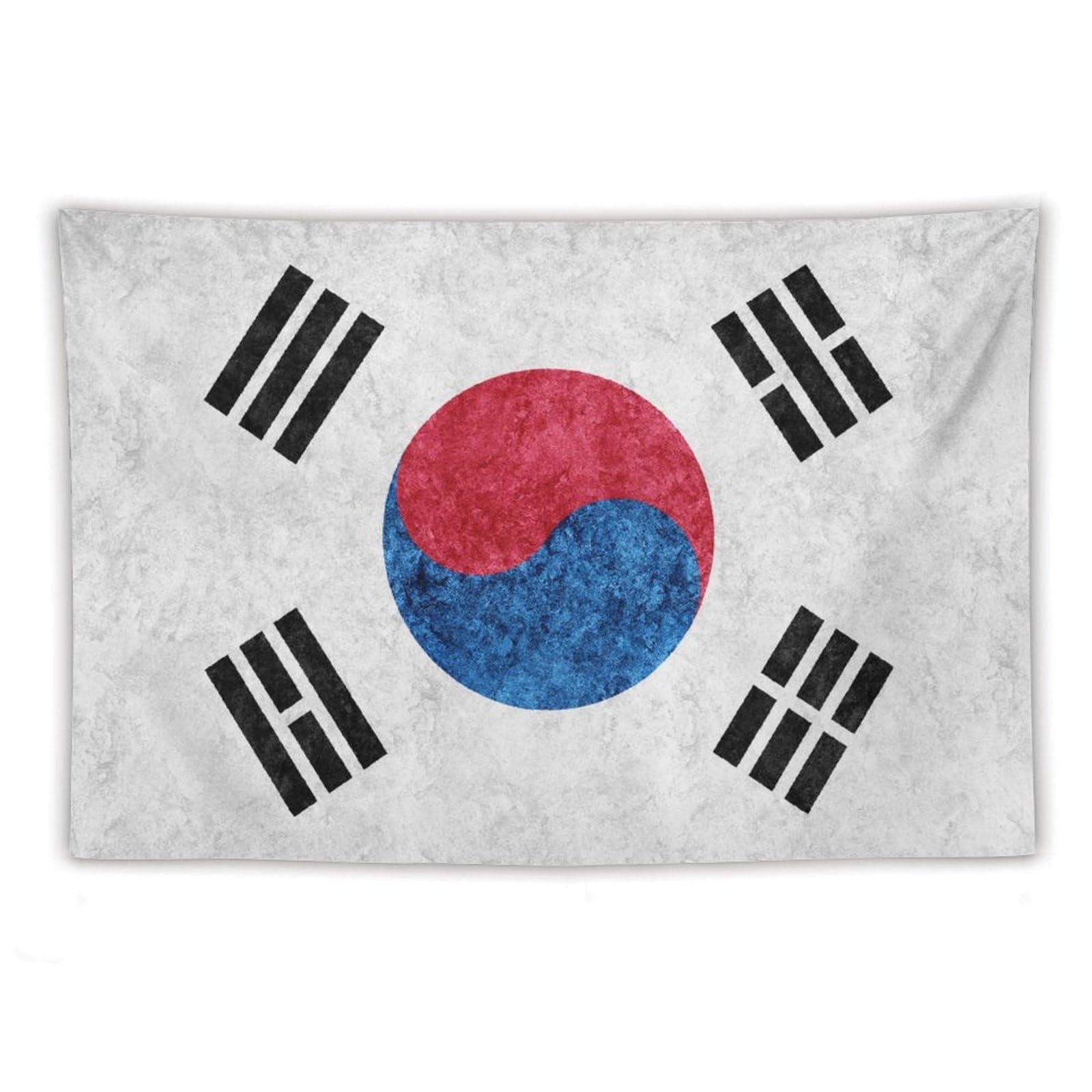 XingFox Korean Flag Textured Tapestry Wall Hanging, National Flag Art Wall Decoration Tapestry, For Bedroom Living Room Dorm Home Decoration, 60"x90"