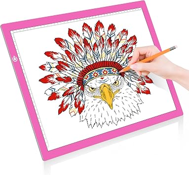 A3 Copy Light Board Tracing Box, Ultra-Thin Adjustable Drawing Tablet USB Power Artcraft LED Tracer Light Pad for Diamond Art Painting Accessories, Sketching, Animation, Quilting, Stenciling Pink